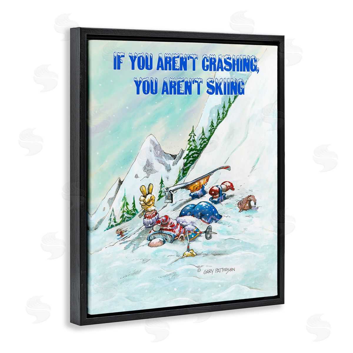 If You Aren't Crashing Skiing Black Floating Frame Canvas Wall Art, Home Decor by Gary Patterson