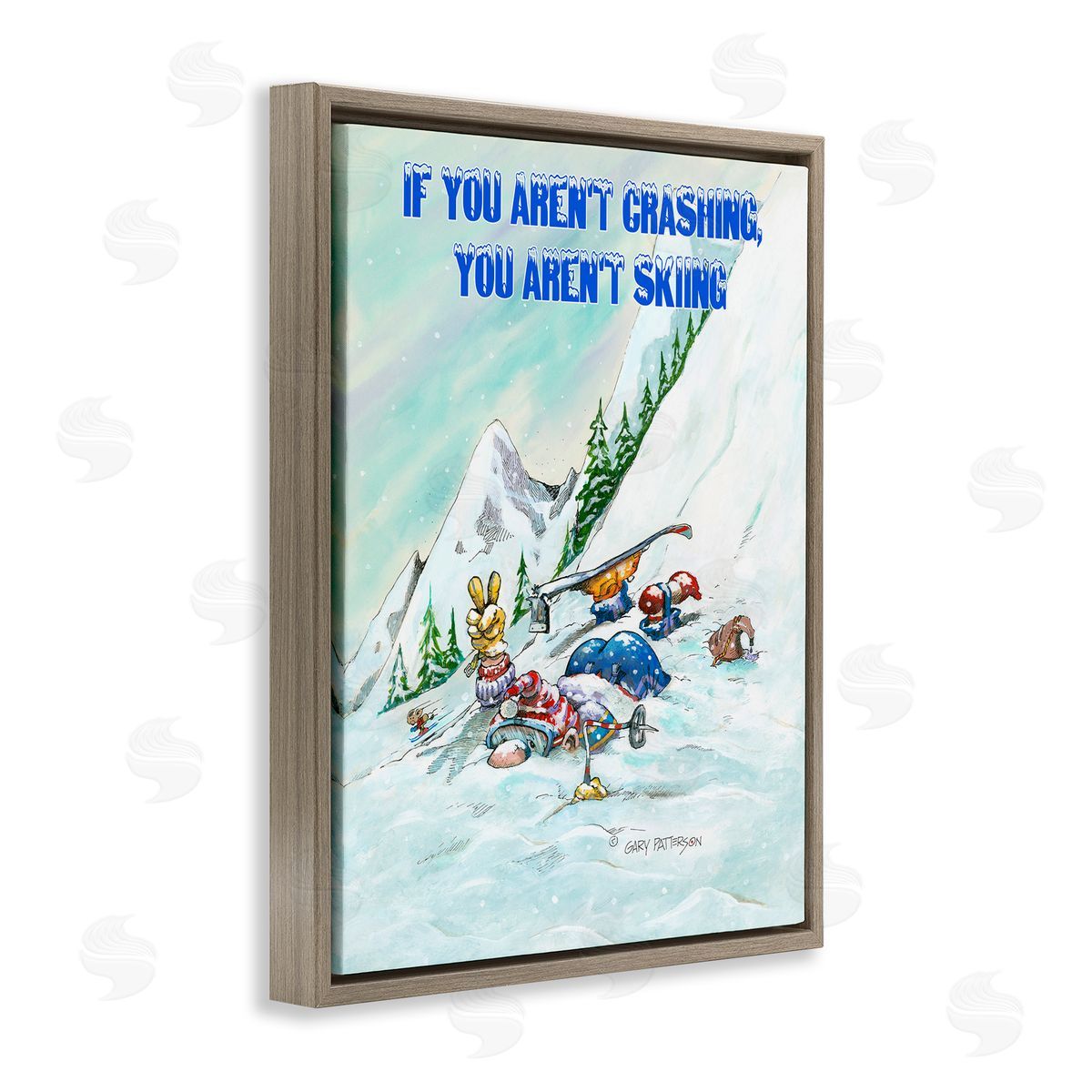 If You Aren't Crashing Skiing Brown Floating Frame Canvas Wall Art, Home Decor by Gary Patterson