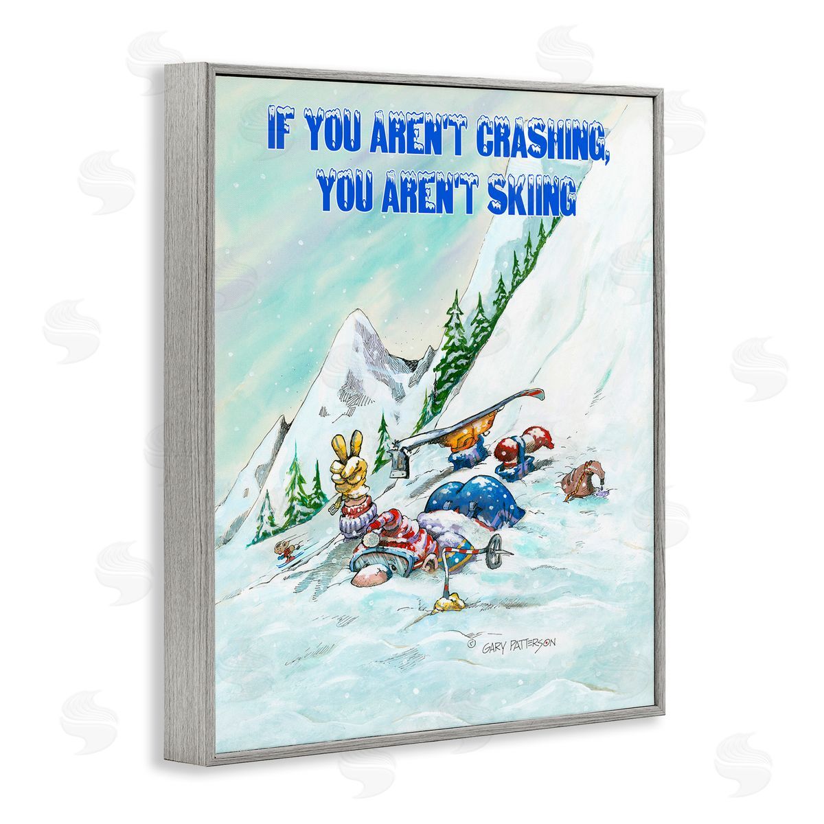 If You Aren't Crashing Skiing Grey Frame Print Wall Art, Home Decor by Gary Patterson