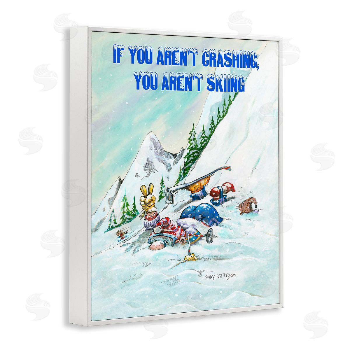 If You Aren't Crashing Skiing White Frame Print Wall Art, Home Decor by Gary Patterson
