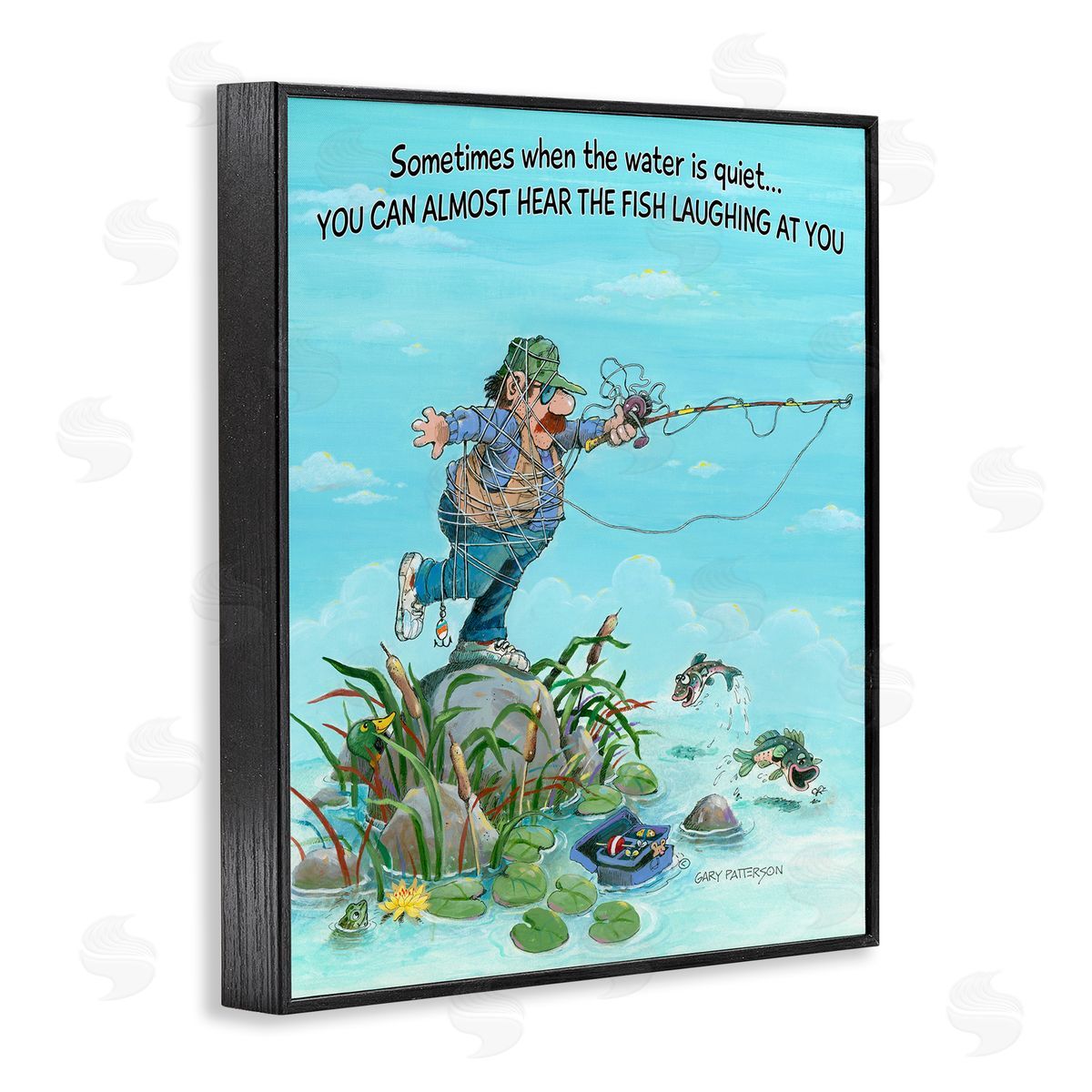 Fish Laughing Funny Sports Black Frame Print Wall Art, Home Decor by Gary Patterson