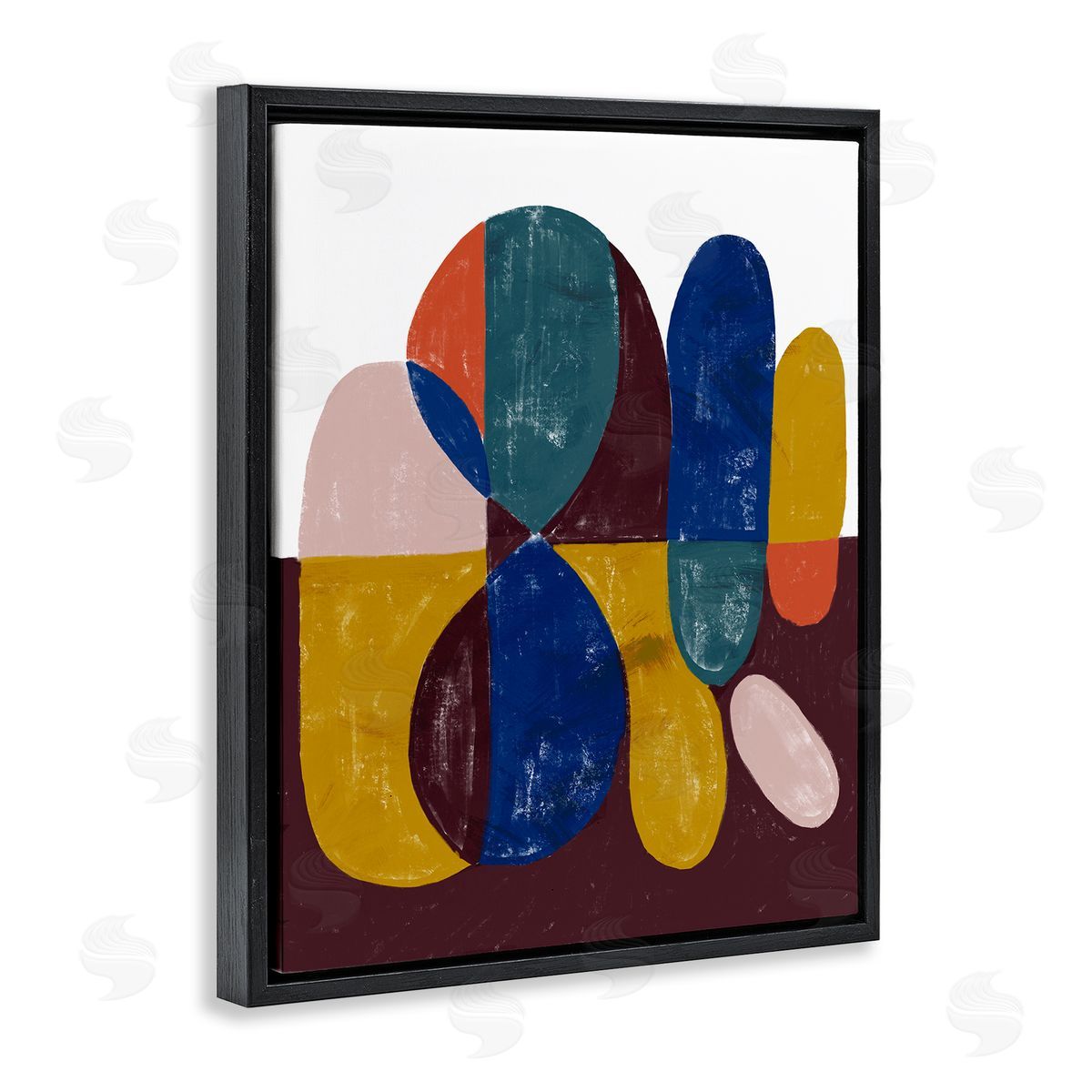 Abstract Shapes Purple Blue Black Floating Frame Canvas Wall Art, Home Decor by Stupell Studio