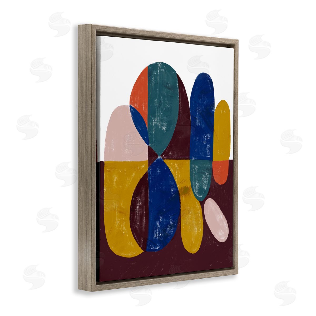 Abstract Shapes Purple Blue Brown Floating Frame Canvas Wall Art, Home Decor by Stupell Studio