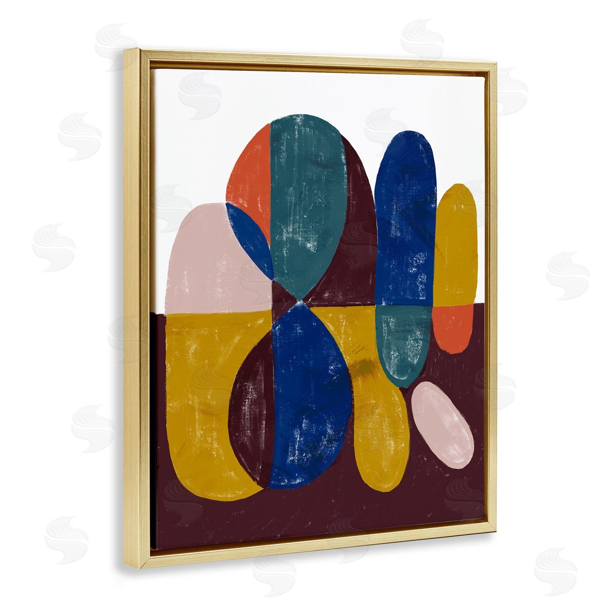 Abstract Shapes Purple Blue Gold Floating Frame Canvas Wall Art, Home Decor by Stupell Studio