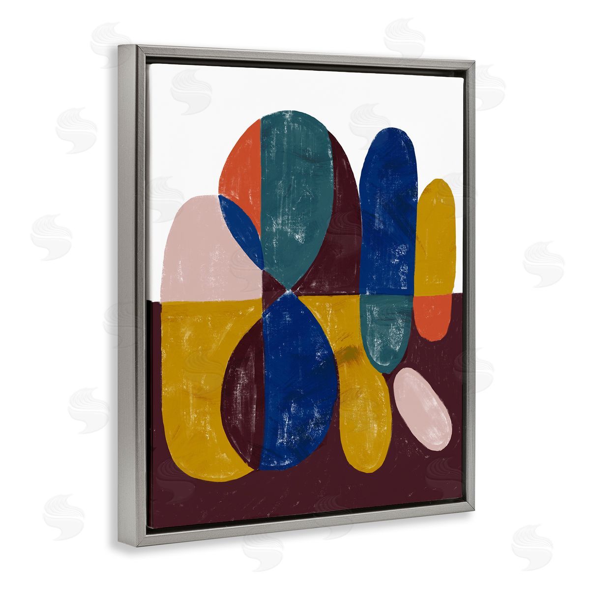 Abstract Shapes Purple Blue Grey Floating Frame Canvas Wall Art, Home Decor by Stupell Studio