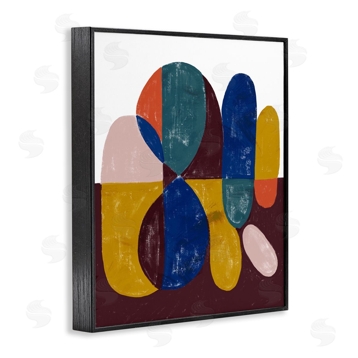 Abstract Shapes Purple Blue Black Frame Print Wall Art, Home Decor by Stupell Studio