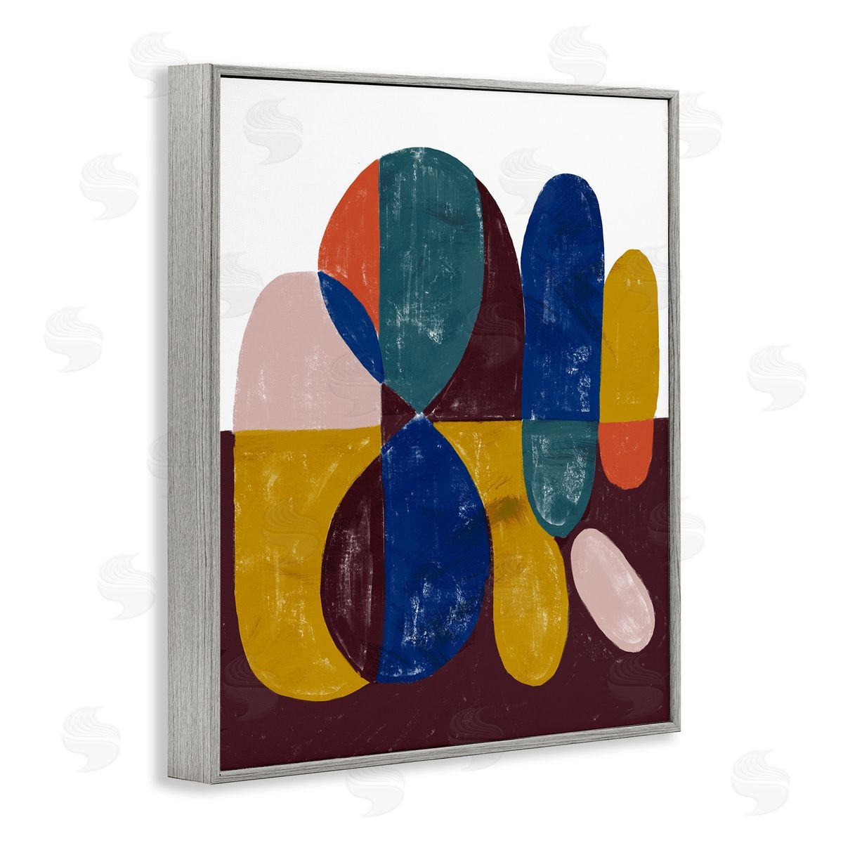Abstract Shapes Purple Blue Grey Frame Print Wall Art, Home Decor by Stupell Studio