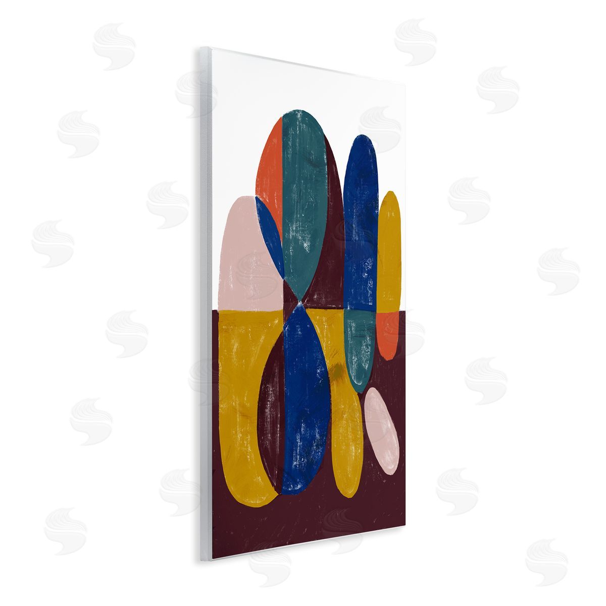 Abstract Shapes Purple Blue Wood Plaque Wall Art, Home Decor by Stupell Studio