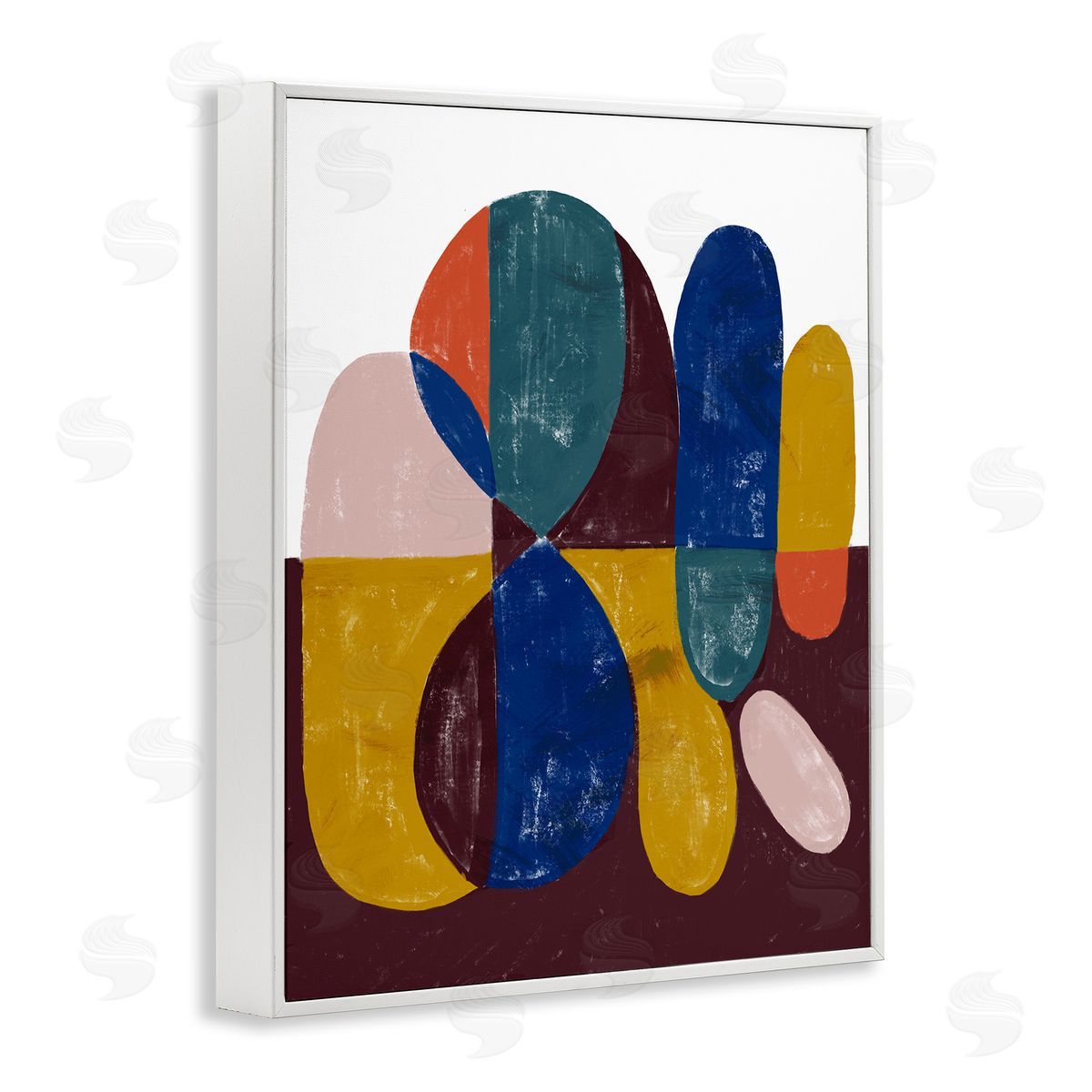 Abstract Shapes Purple Blue White Frame Print Wall Art, Home Decor by Stupell Studio