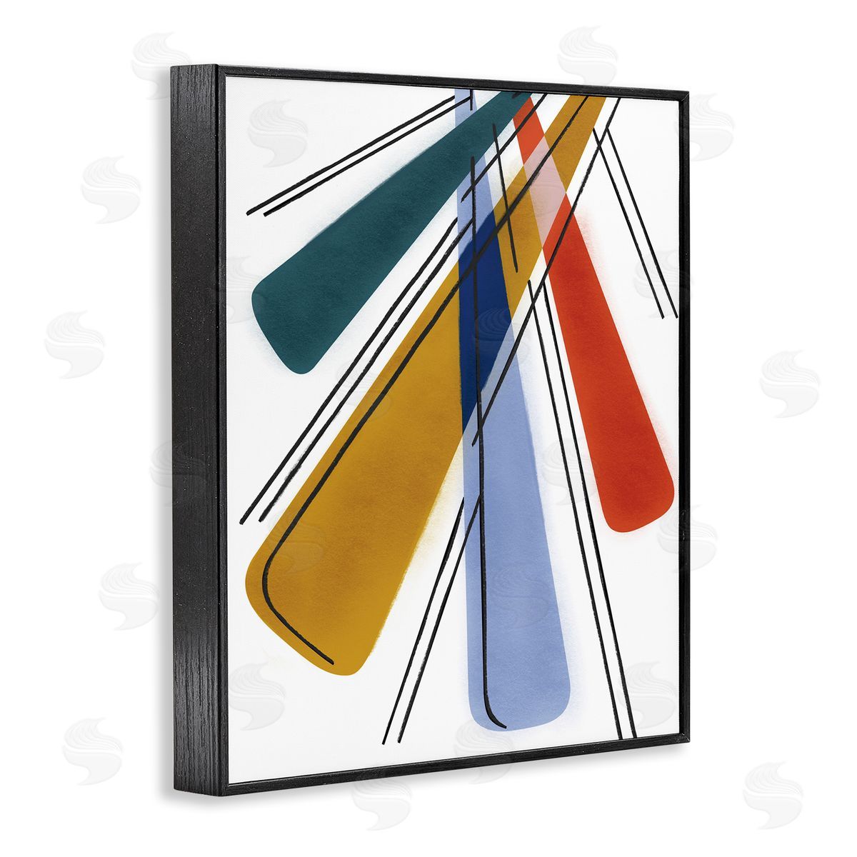 Abstract Primary Color Rays Black Frame Print Wall Art, Home Decor by Stupell Studio