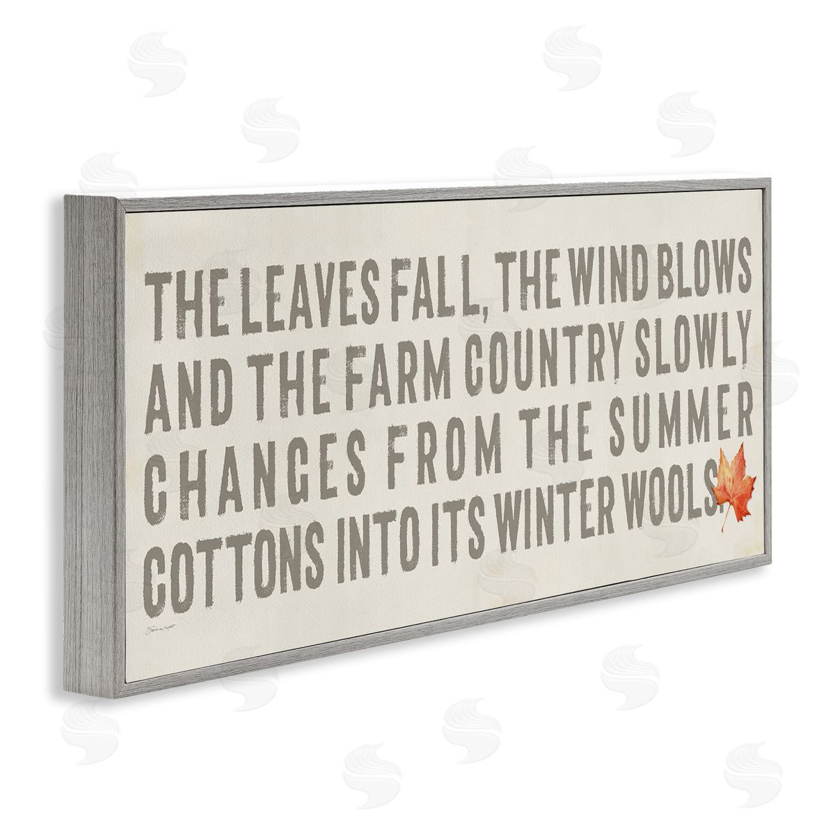 Leaves Fall Autumn Seasonal Grey Frame Print Wall Art, Home Decor by Stephanie Workman Marrott