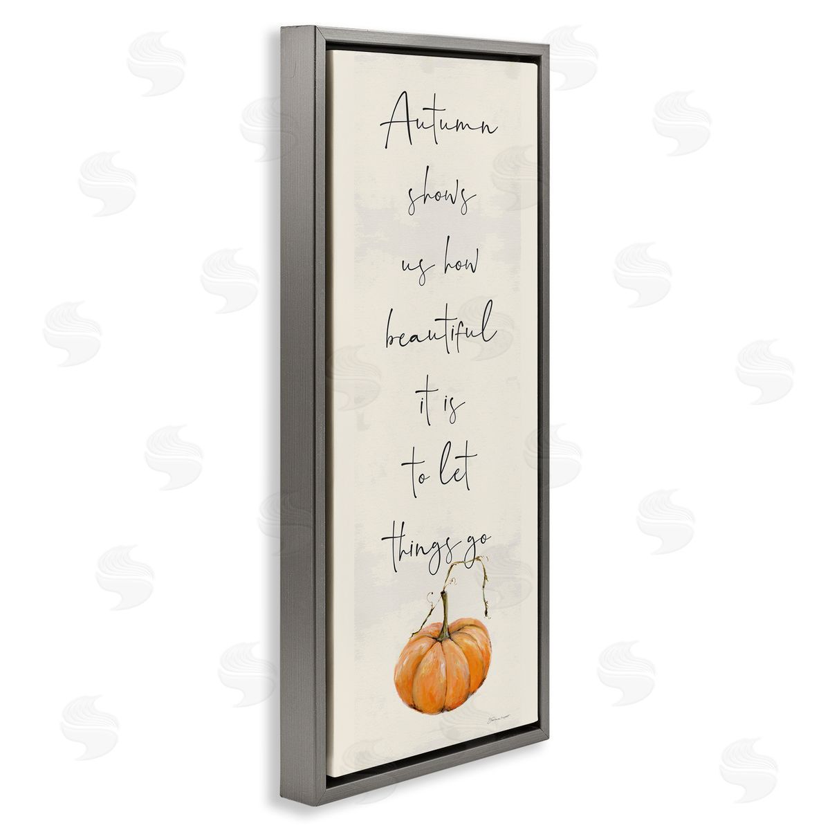 Autumn Beauty Inspirational Phrase Grey Floating Frame Canvas Wall Art, Home Decor by Stephanie Workman Marrott