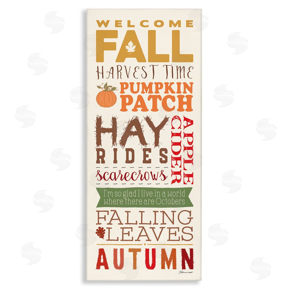 Welcome Fall Harvest List Canvas Wall Art, Home Decor by Stephanie Workman Marrott