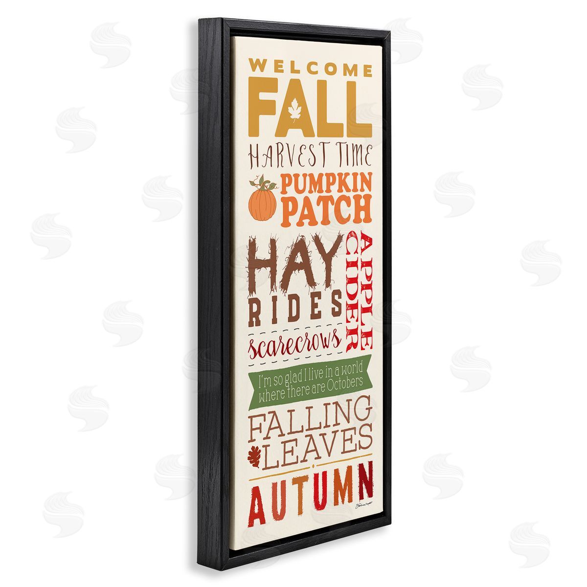 Welcome Fall Harvest List Black Floating Frame Canvas Wall Art, Home Decor by Stephanie Workman Marrott