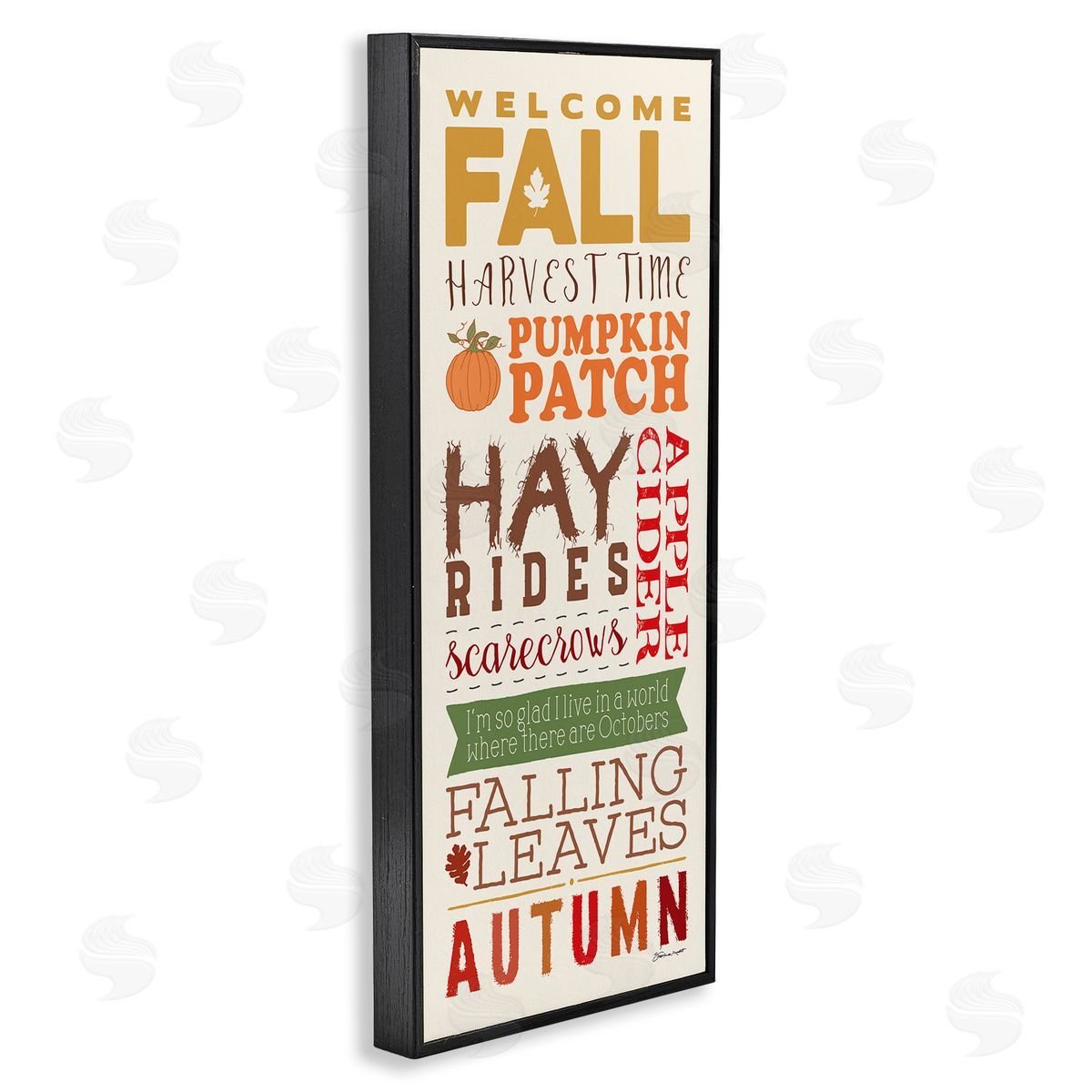 Welcome Fall Harvest List Black Frame Print Wall Art, Home Decor by Stephanie Workman Marrott