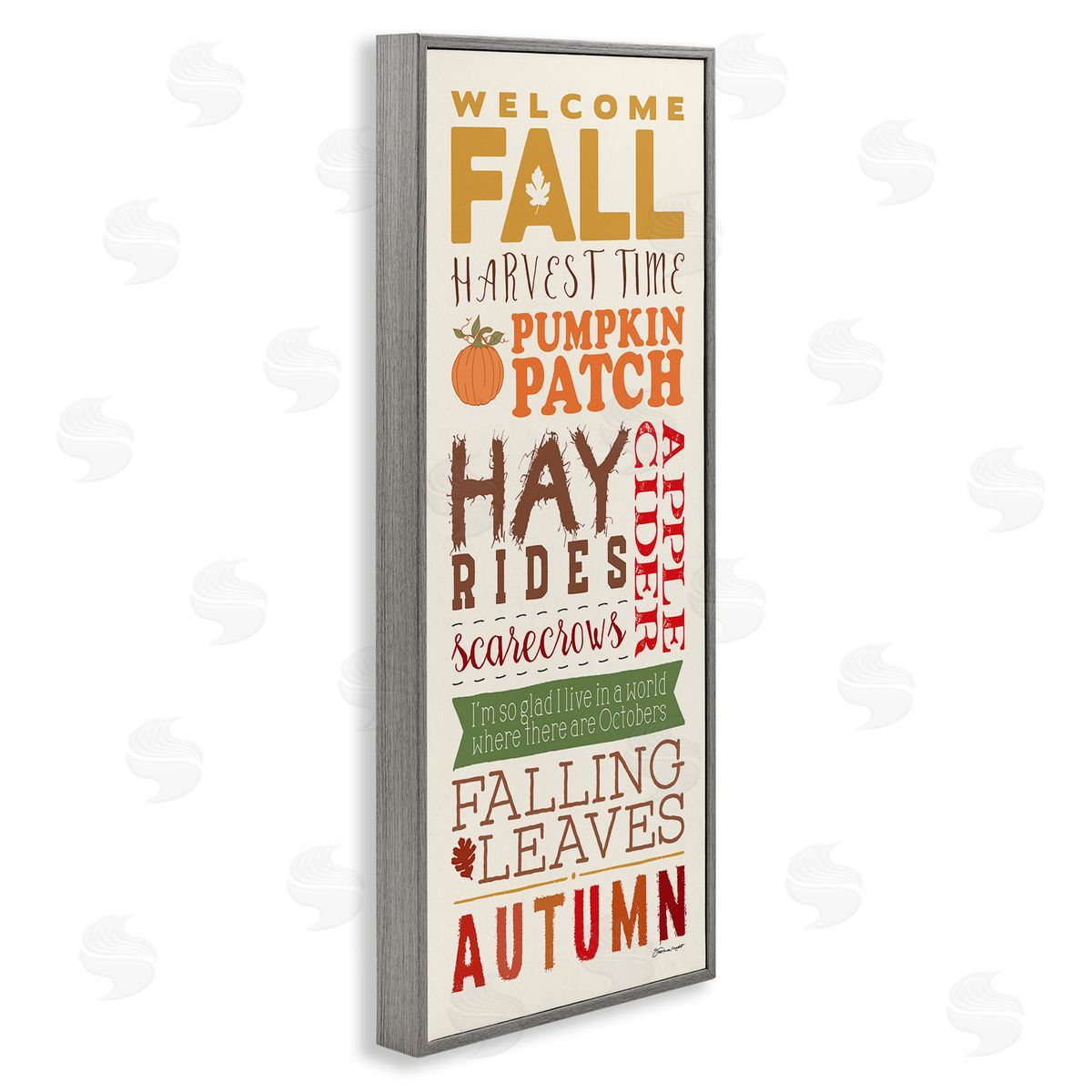 Welcome Fall Harvest List Grey Frame Print Wall Art, Home Decor by Stephanie Workman Marrott