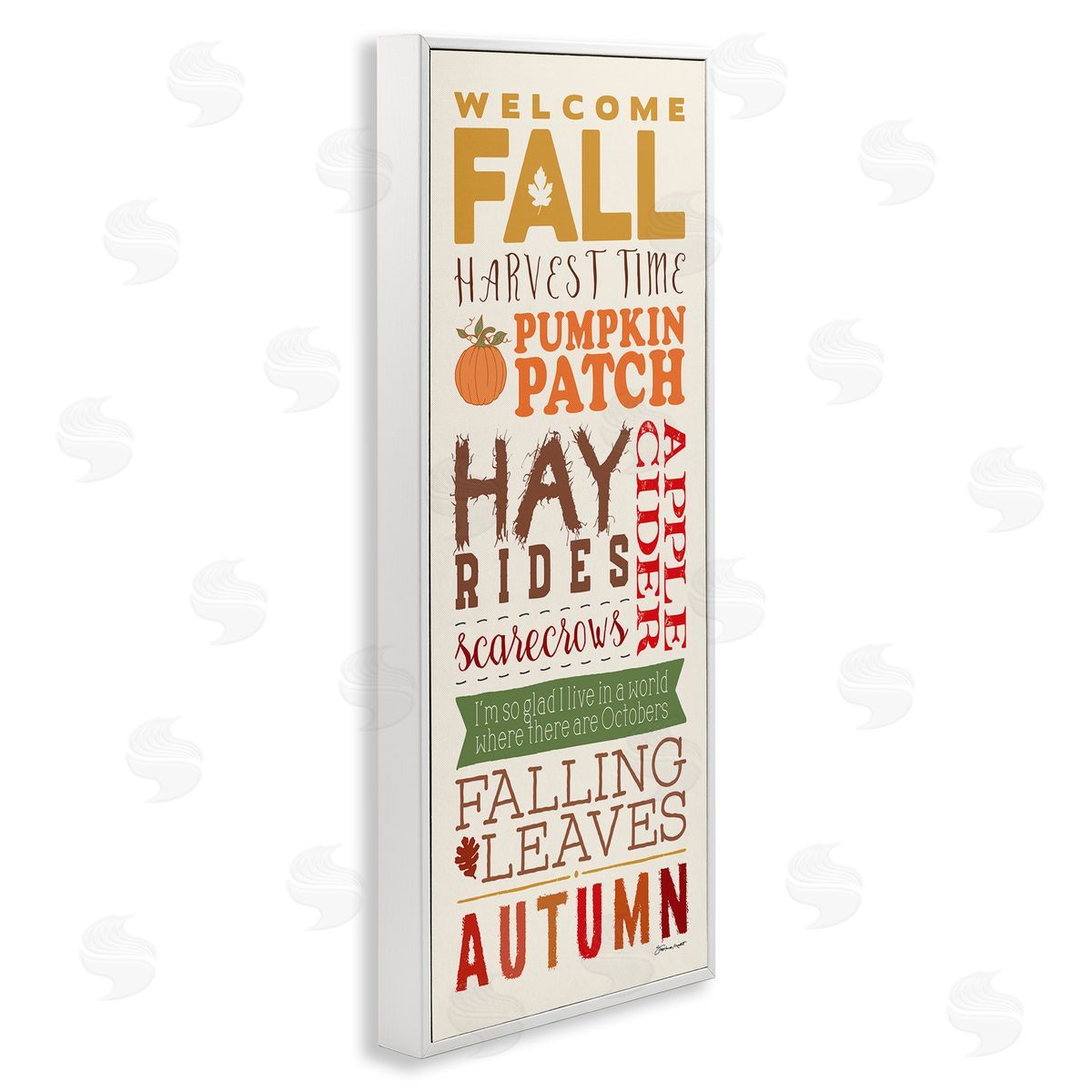 Welcome Fall Harvest List White Frame Print Wall Art, Home Decor by Stephanie Workman Marrott