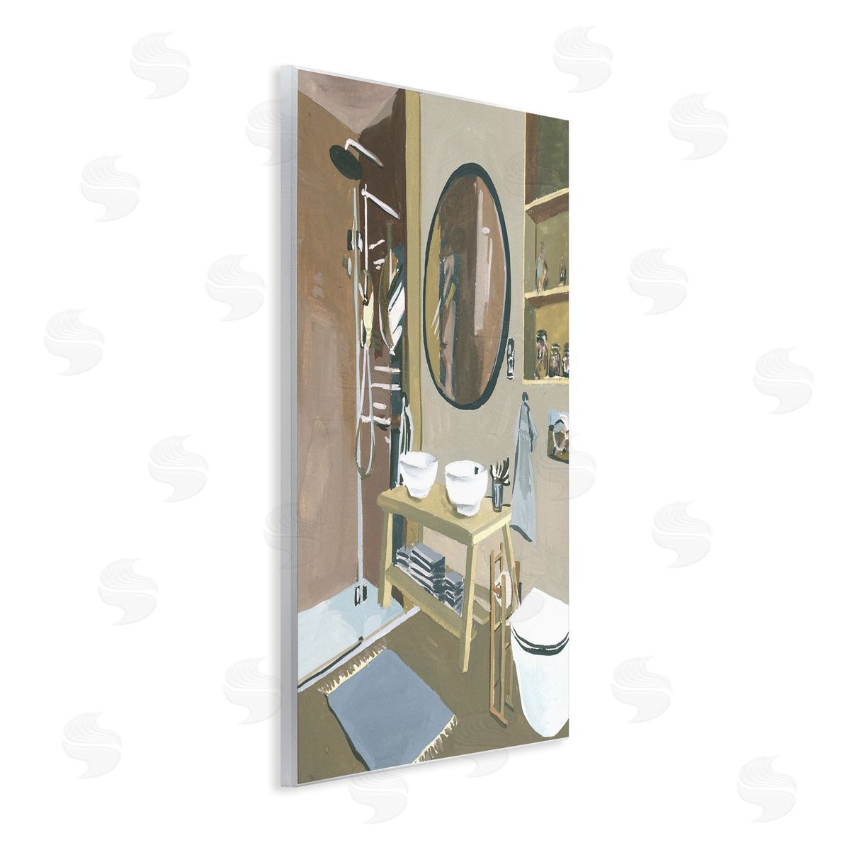 Modern Bathroom Interior Design Wood Plaque Wall Art, Home Decor by Melissa Wang