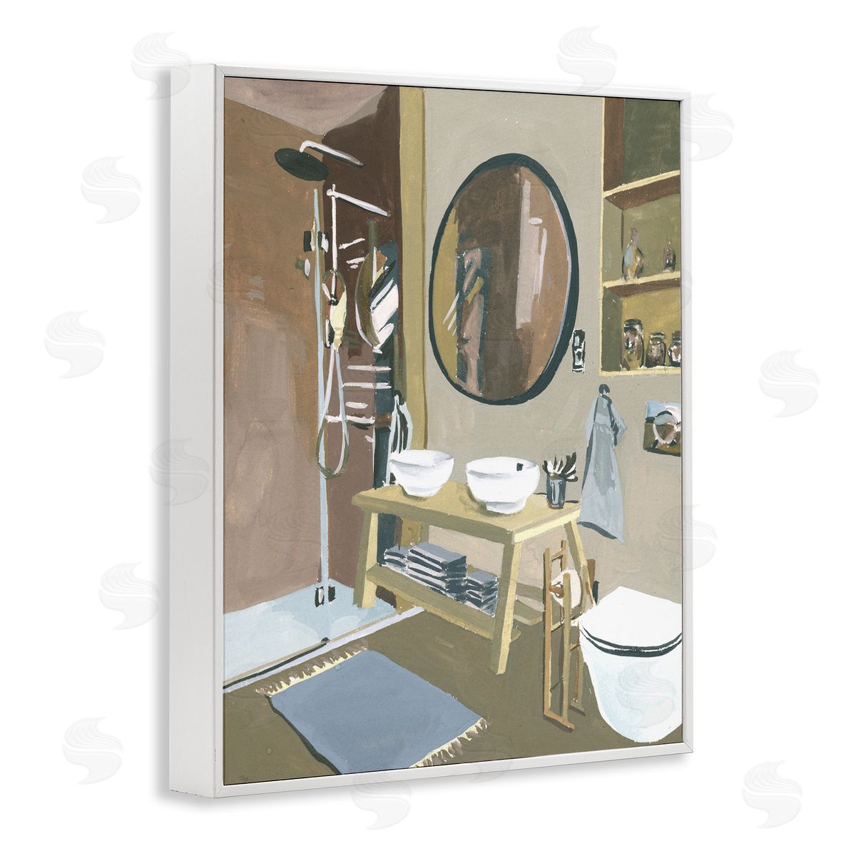 Modern Bathroom Interior Design White Frame Print Wall Art, Home Decor by Melissa Wang