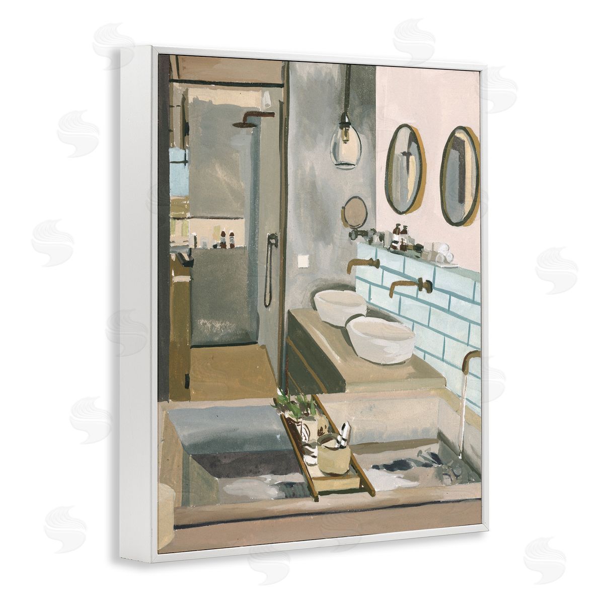 Running Bath Bathroom Interior White Frame Print Wall Art, Home Decor by Melissa Wang