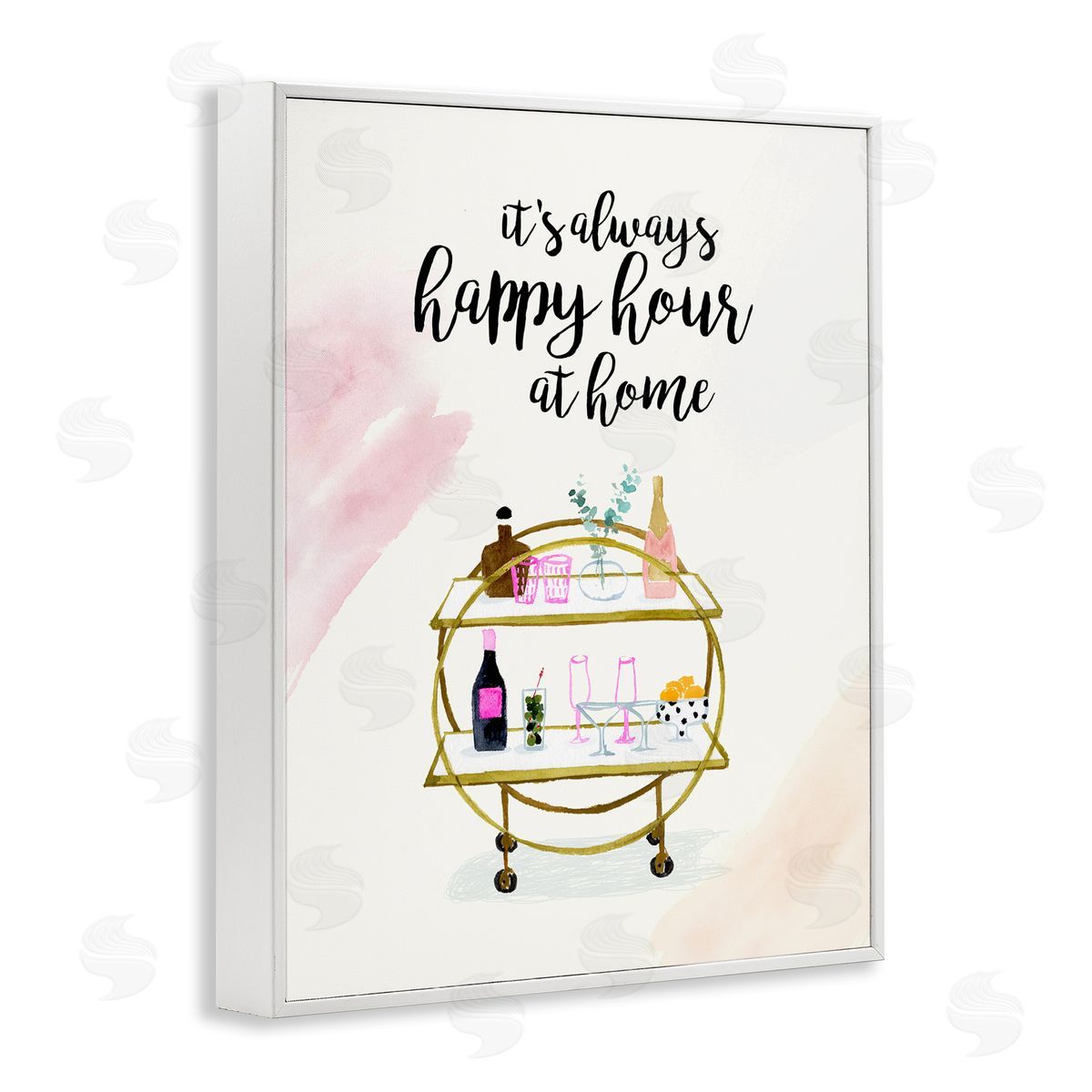 Always Happy Hour Home White Frame Print Wall Art, Home Decor by Victoria Borges