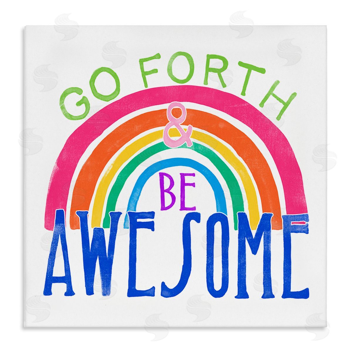 Go Forth Be Awesome Rainbow Canvas Wall Art, Home Decor by June Erica Vess