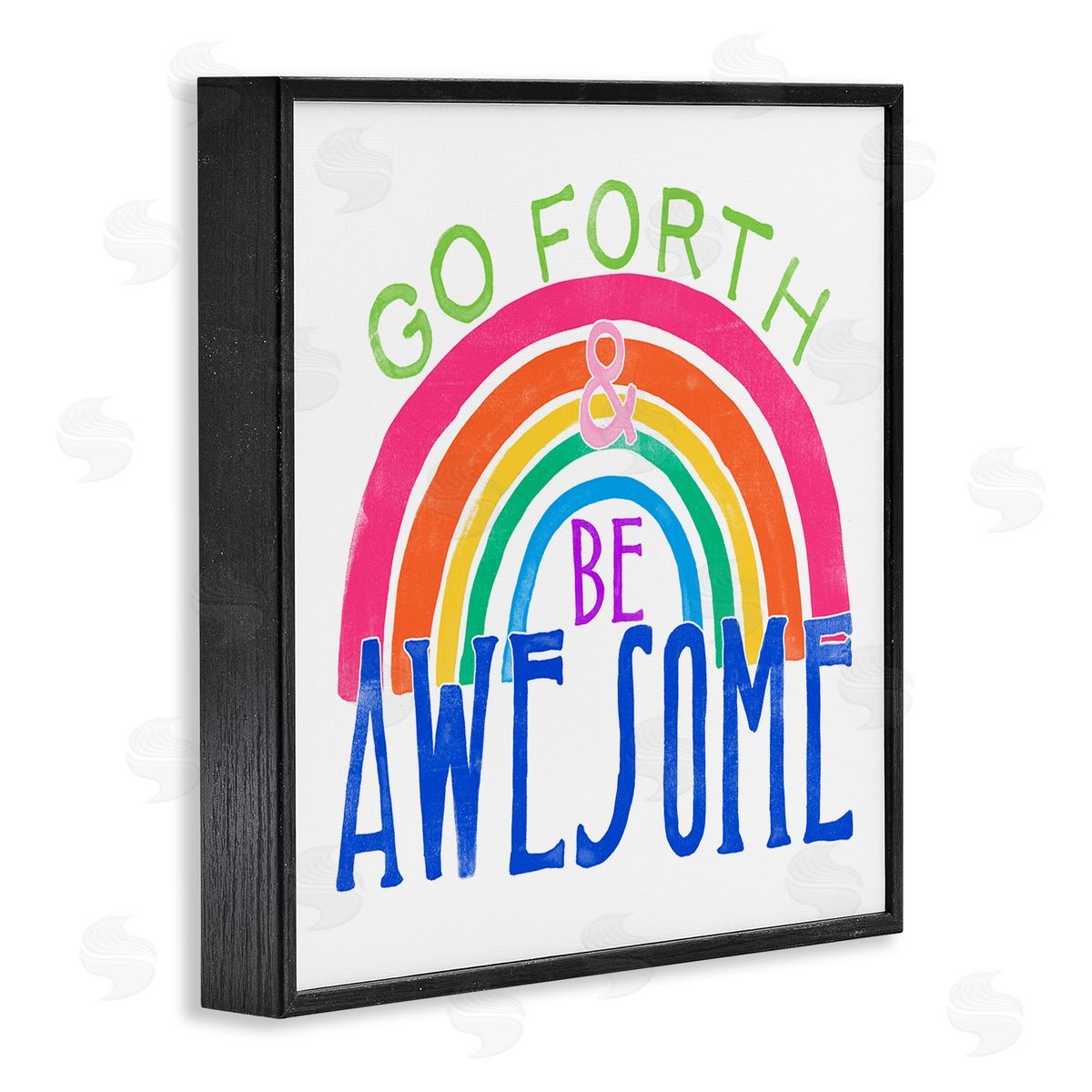 Go Forth Be Awesome Rainbow Black Frame Print Wall Art, Home Decor by June Erica Vess