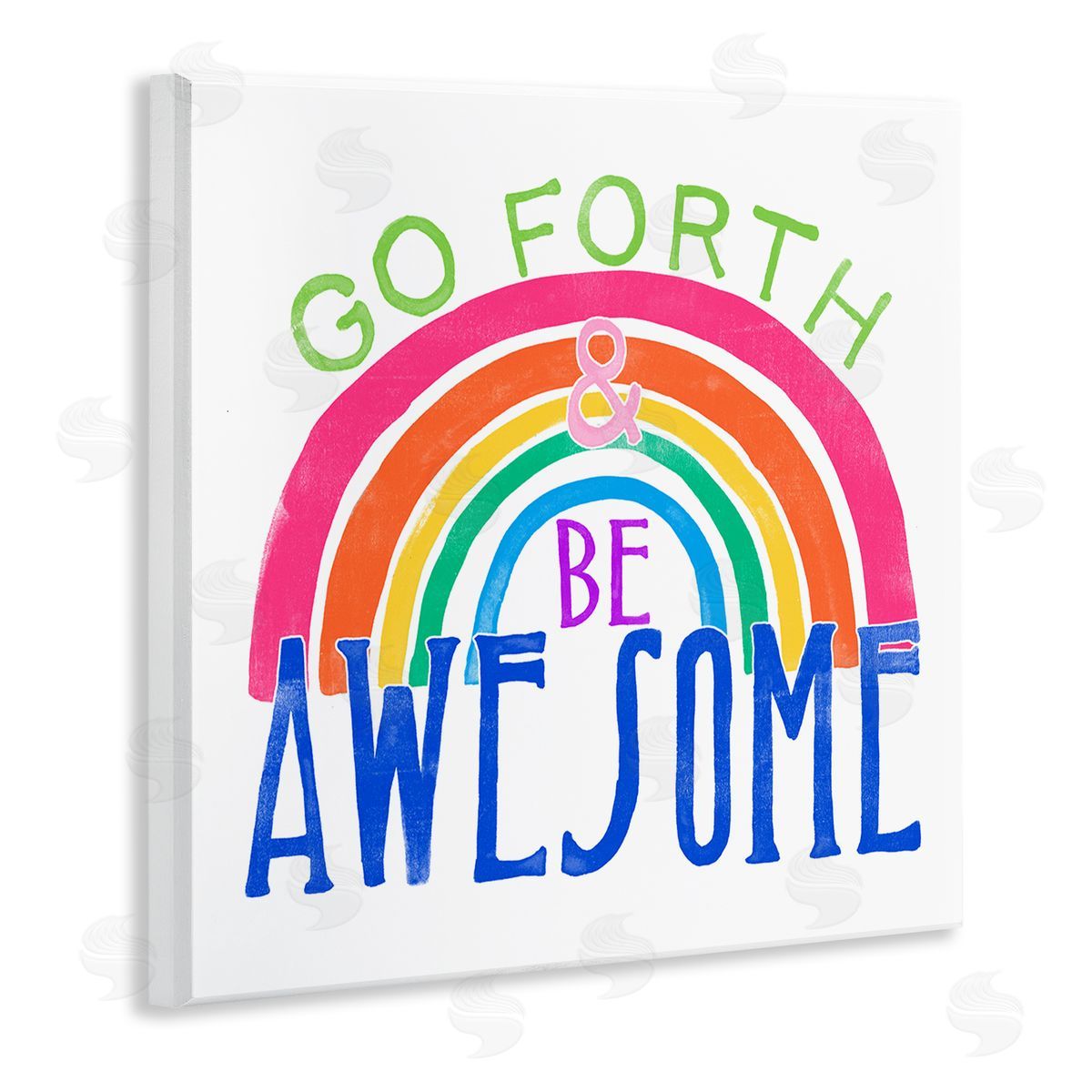 Go Forth Be Awesome Rainbow Wood Plaque Wall Art, Home Decor by June Erica Vess
