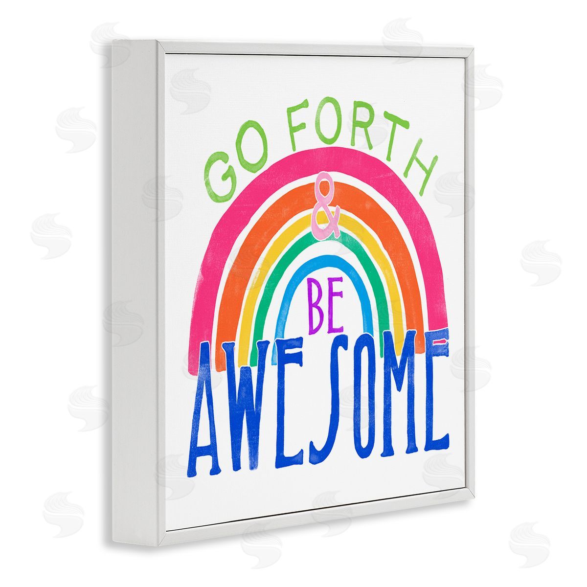 Go Forth Be Awesome Rainbow White Frame Print Wall Art, Home Decor by June Erica Vess