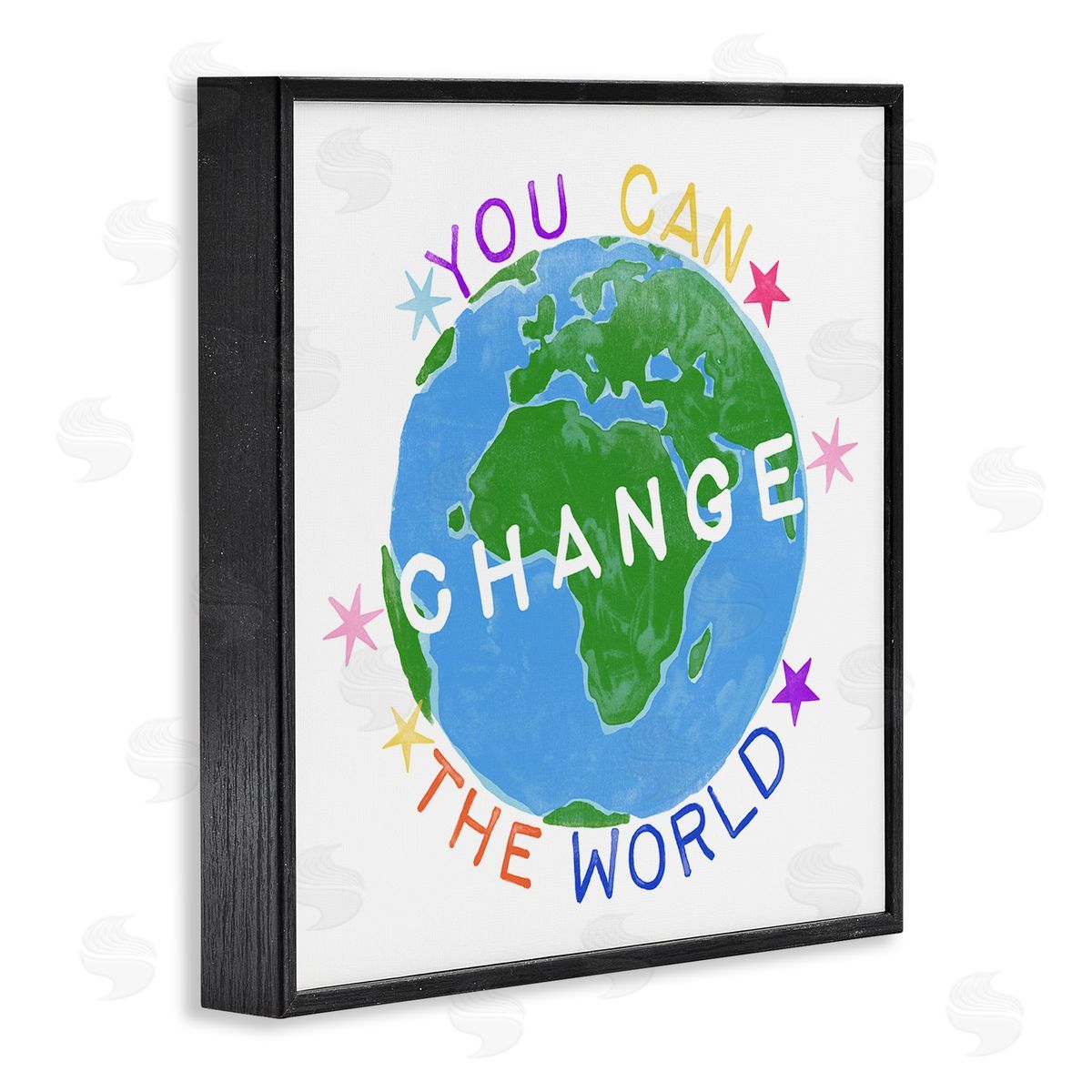 Change the World Kids Quote Black Frame Print Wall Art, Home Decor by June Erica Vess