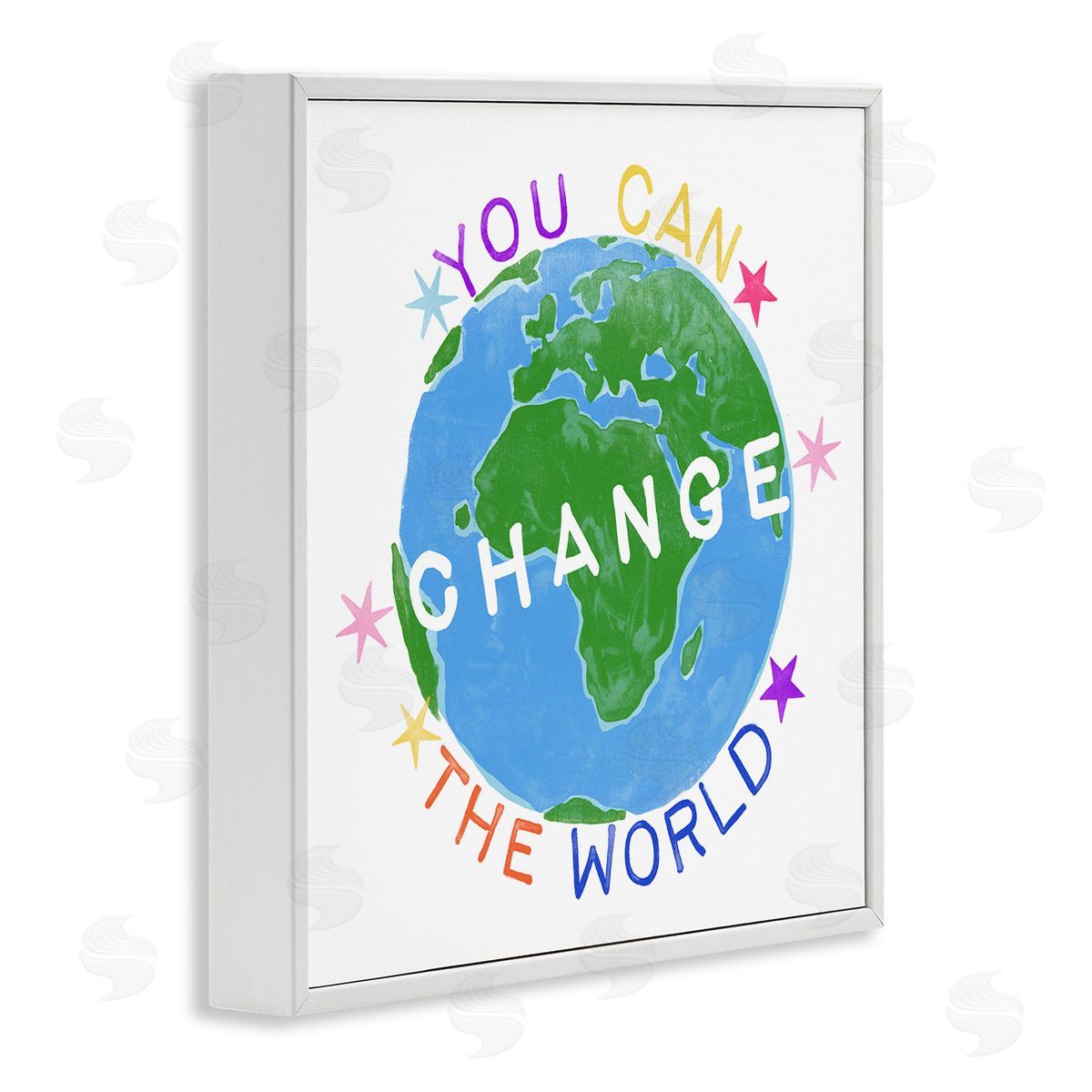 Change the World Kids Quote White Frame Print Wall Art, Home Decor by June Erica Vess