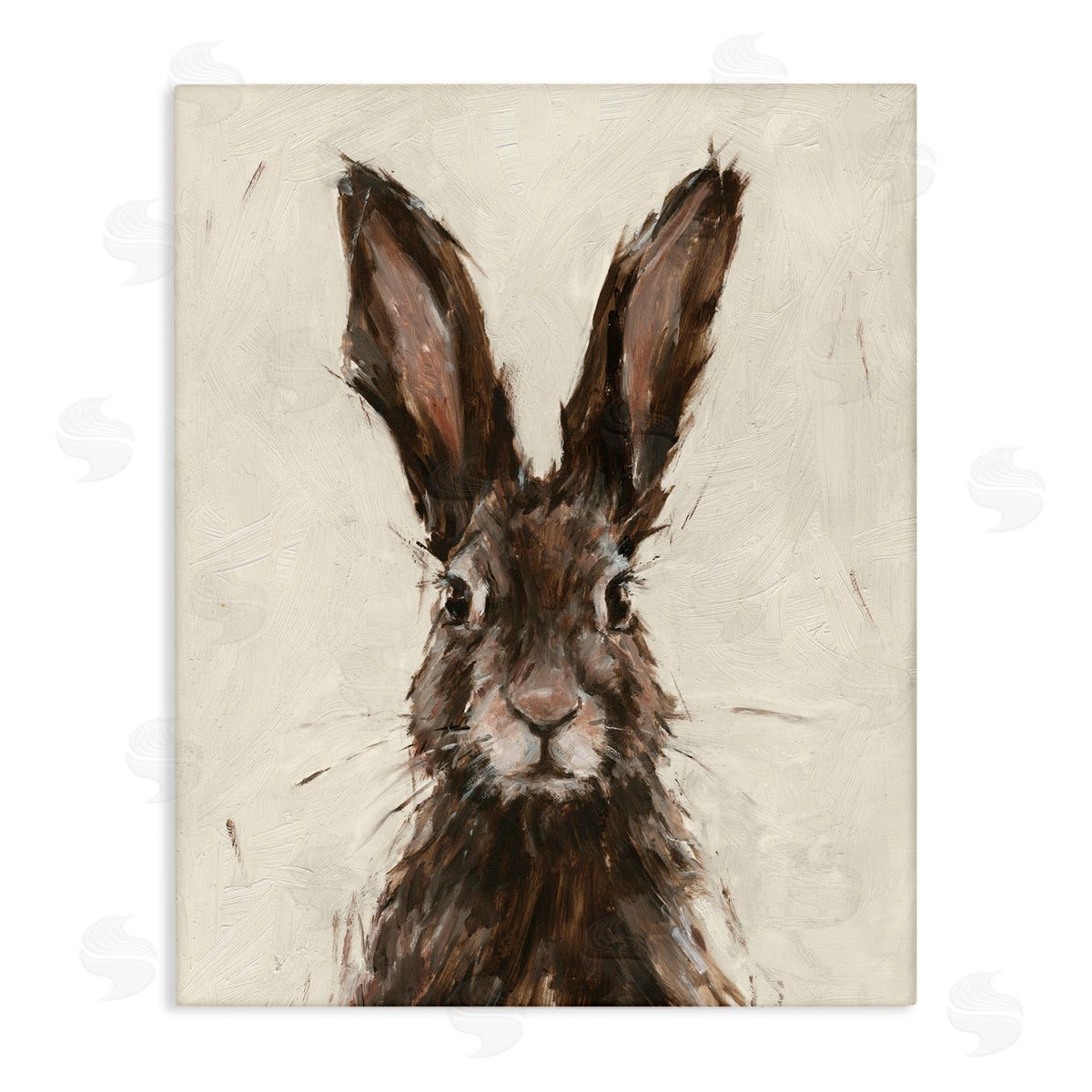 Brown European Rabbit Hare Portrait Canvas Wall Art, Home Decor by Ethan Harper