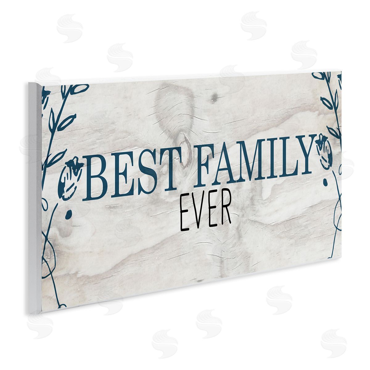 Best Family Ever Blue Typography Wood Plaque Wall Art, Home Decor by Kim Allen