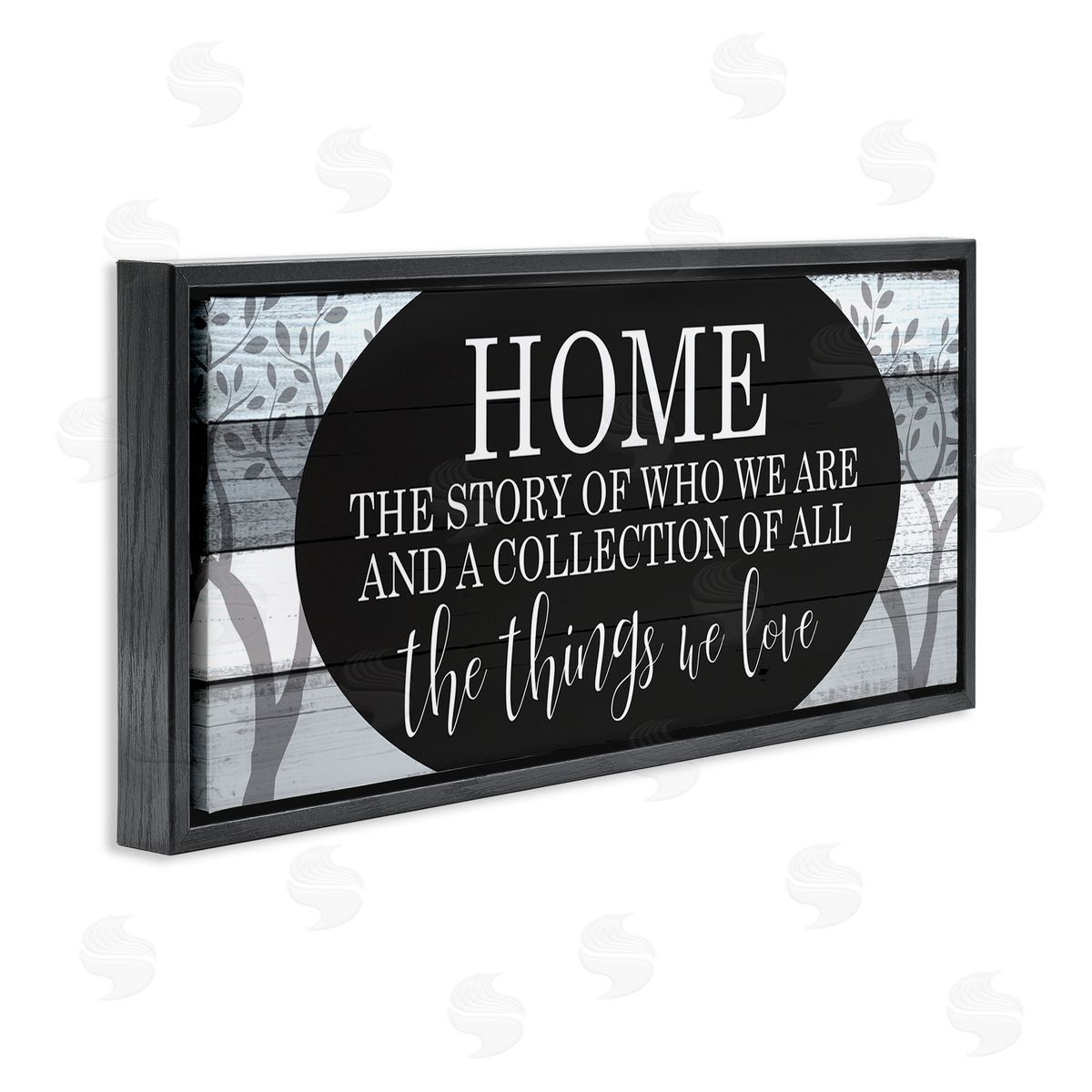Story of Home Tree Pattern Black Floating Frame Canvas Wall Art, Home Decor by Kim Allen