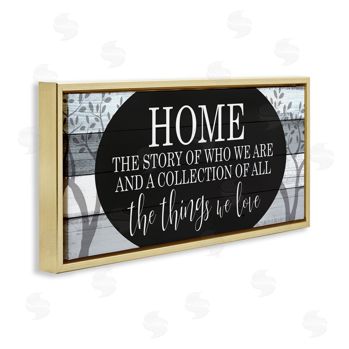 Story of Home Tree Pattern Gold Floating Frame Canvas Wall Art, Home Decor by Kim Allen