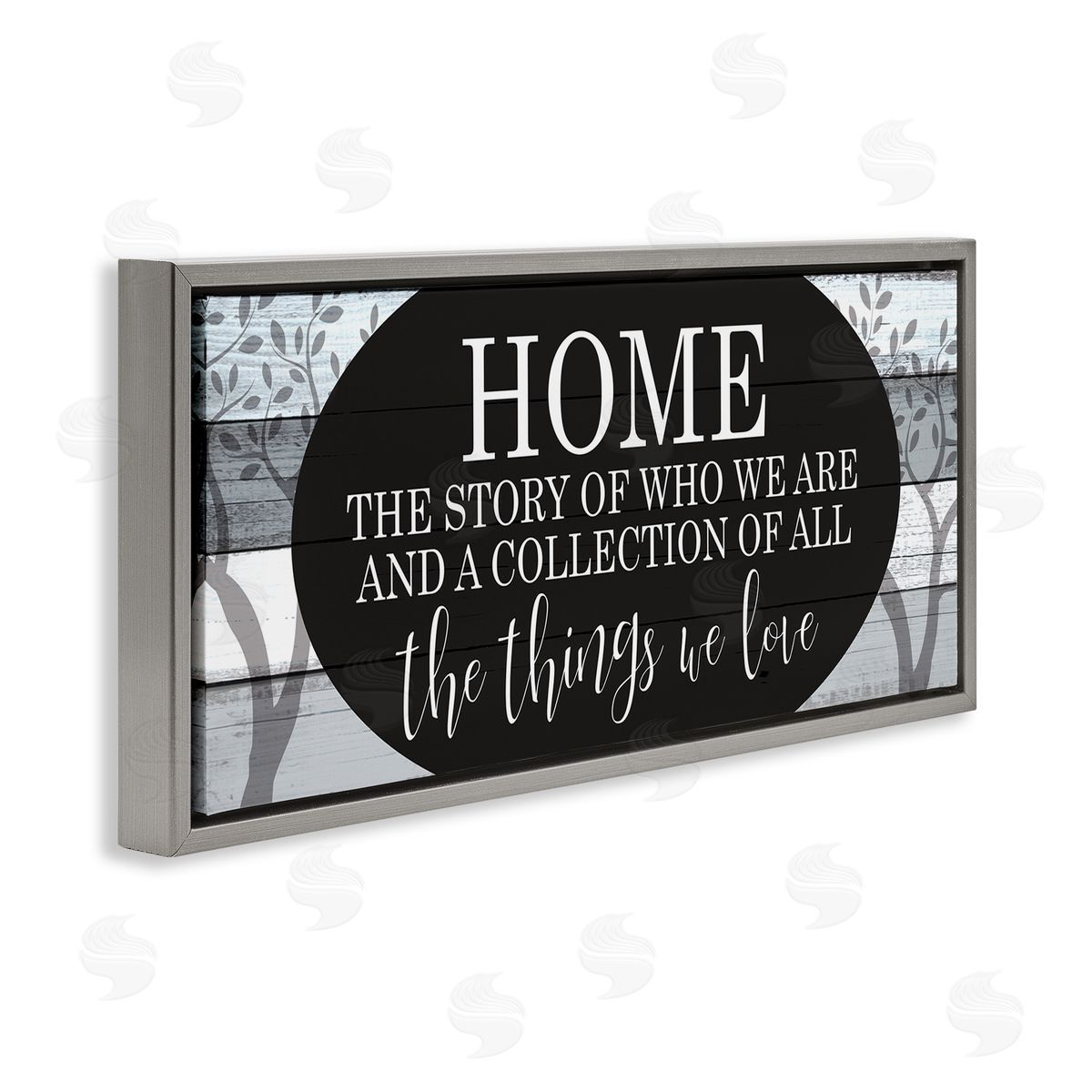 Story of Home Tree Pattern Grey Floating Frame Canvas Wall Art, Home Decor by Kim Allen