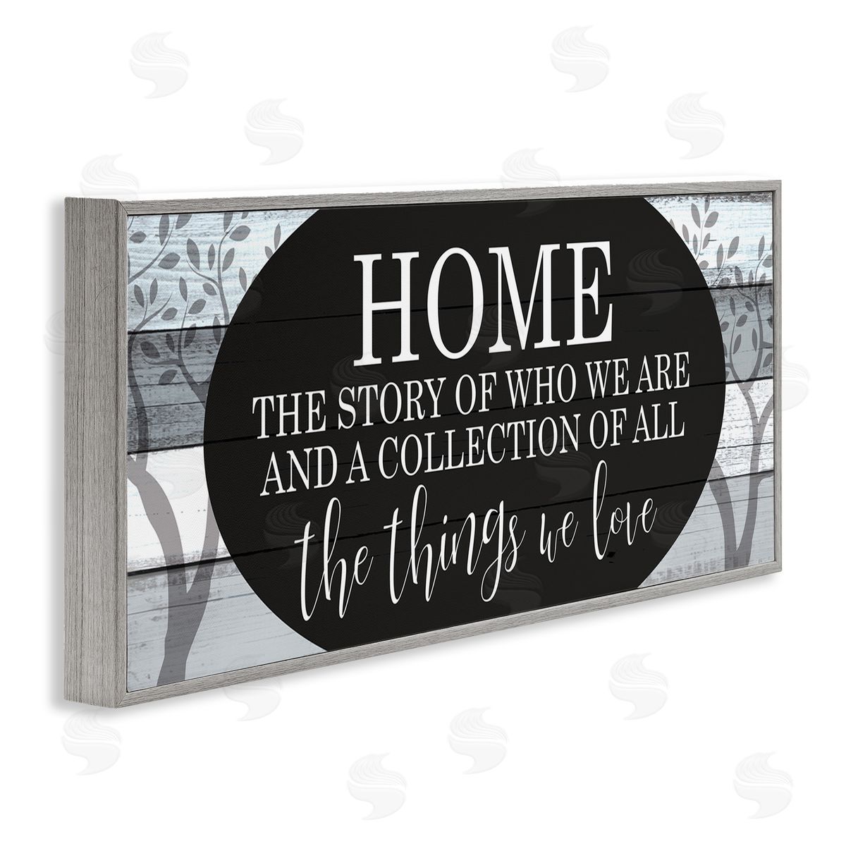 Story of Home Tree Pattern Grey Frame Print Wall Art, Home Decor by Kim Allen