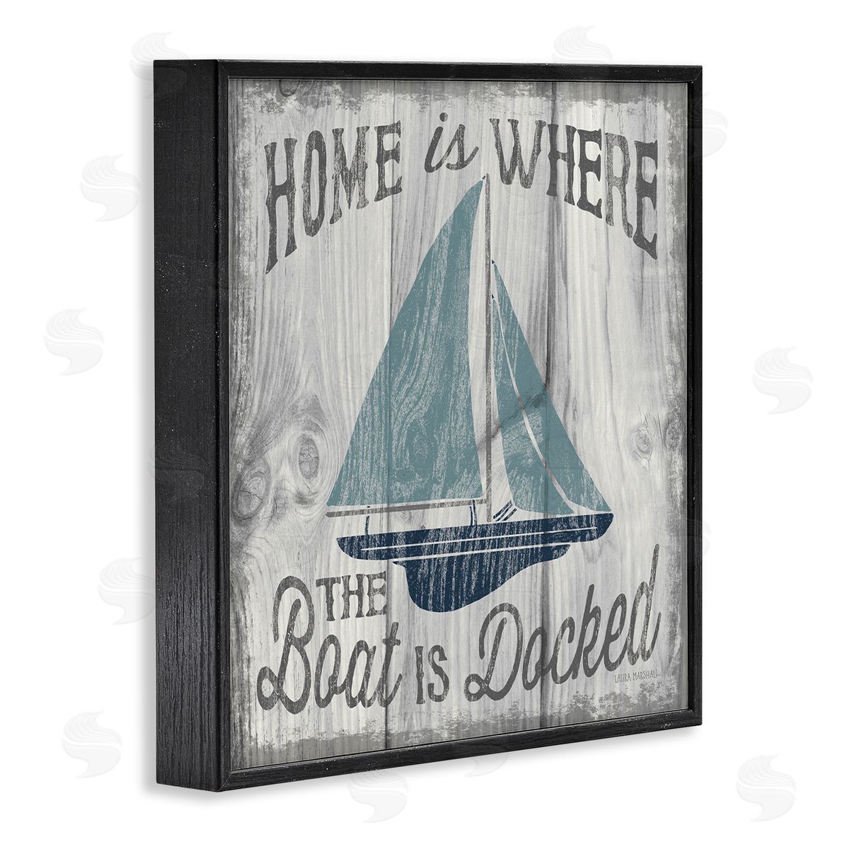 Nautical Home's Where Boat Is Black Frame Print Wall Art, Home Decor by Laura Marshall