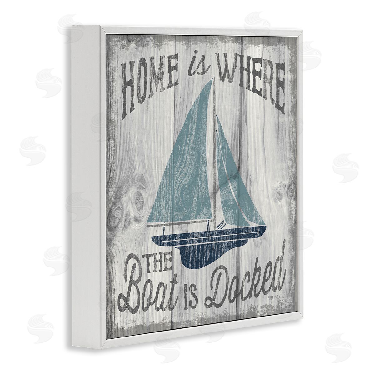 Nautical Home's Where Boat Is White Frame Print Wall Art, Home Decor by Laura Marshall