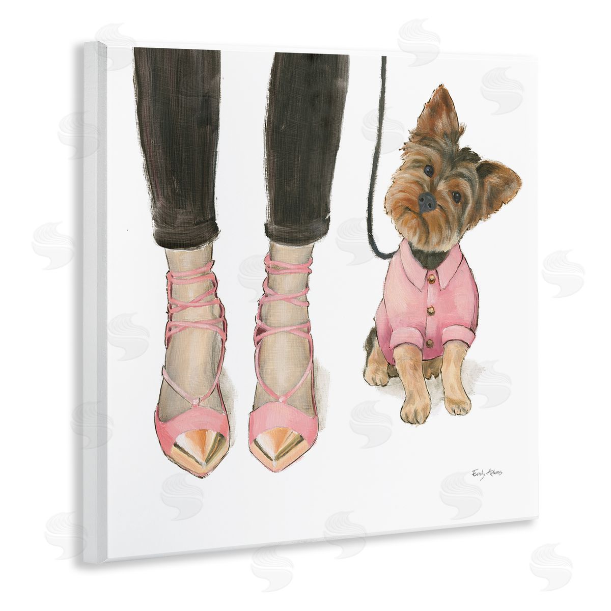Glam Dog Walk Pink Heels Wood Plaque Wall Art, Home Decor by Emily Adams