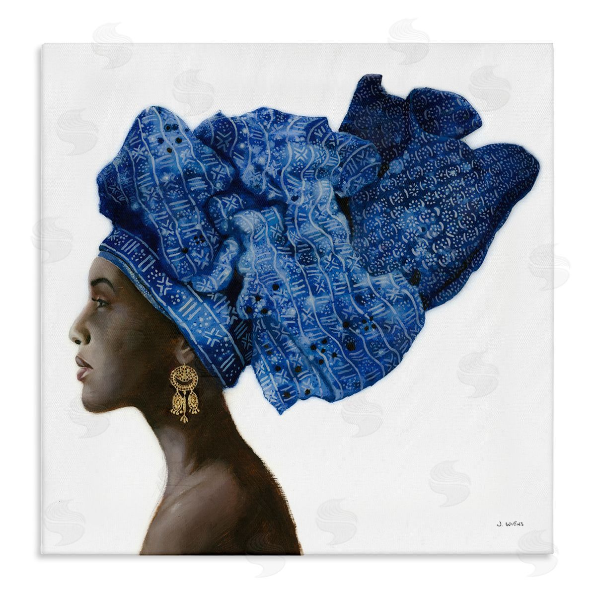 Female Fashion Head Wrap Blue Canvas Wall Art, Home Decor by James Wiens