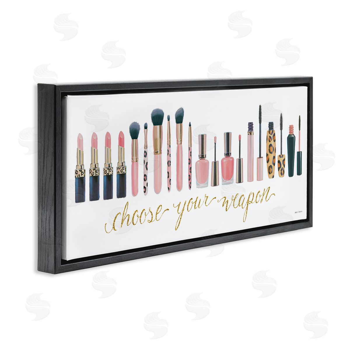 Choose Your Weapon Glam Makeup Black Floating Frame Canvas Wall Art, Home Decor by Marco Fabiano