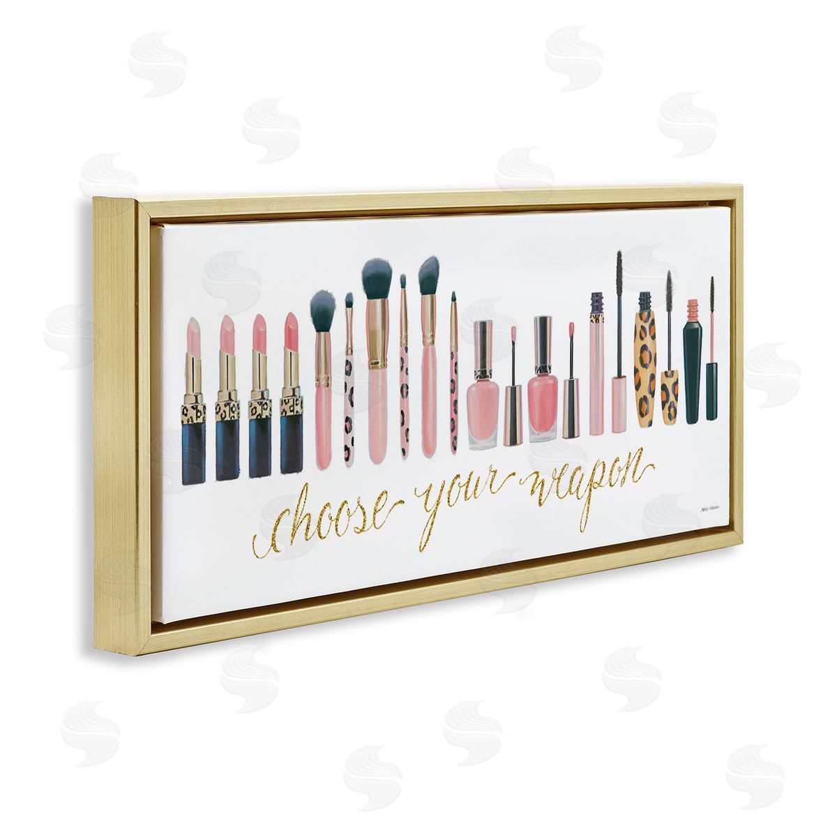 Choose Your Weapon Glam Makeup Gold Floating Frame Canvas Wall Art, Home Decor by Marco Fabiano