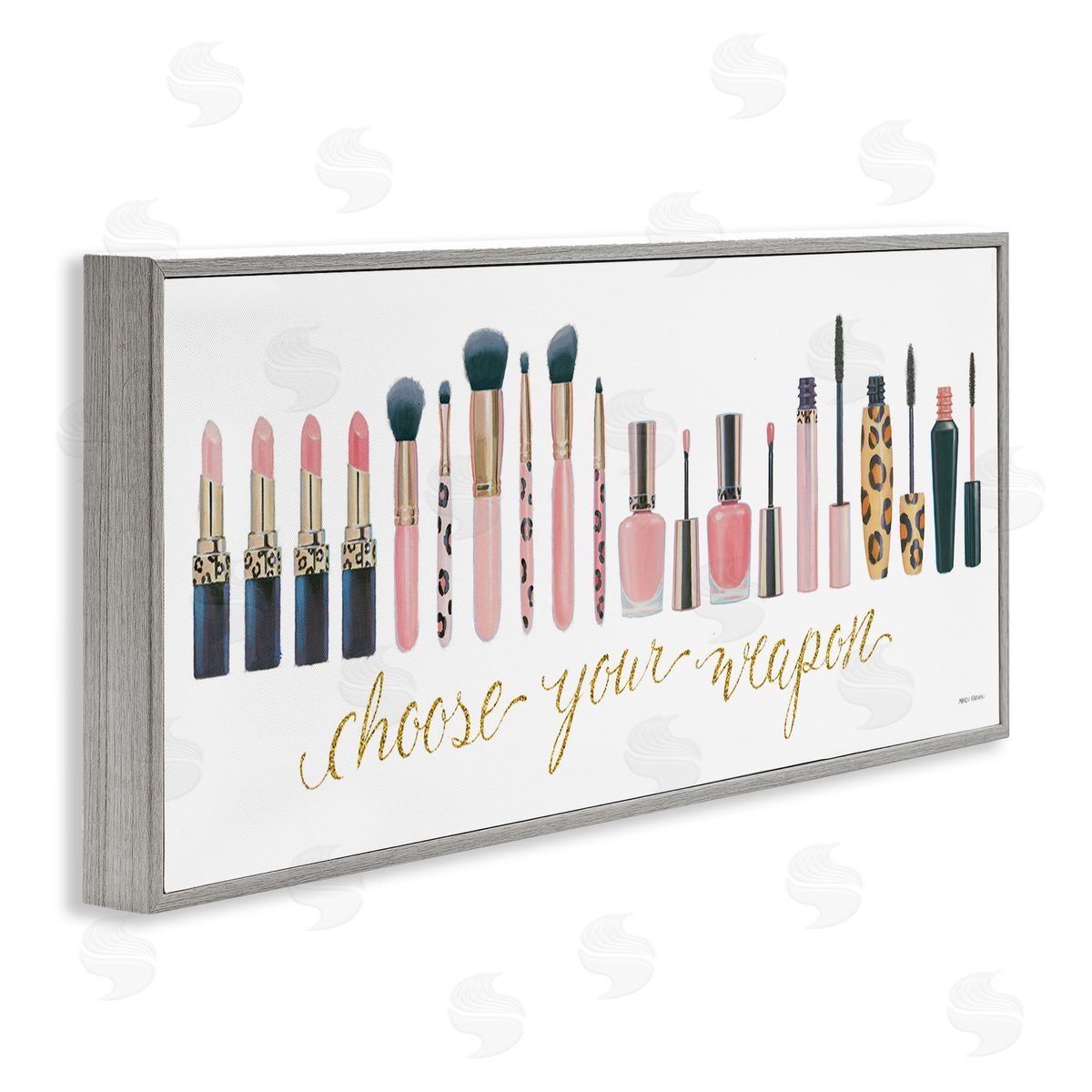 Choose Your Weapon Glam Makeup Grey Frame Print Wall Art, Home Decor by Marco Fabiano