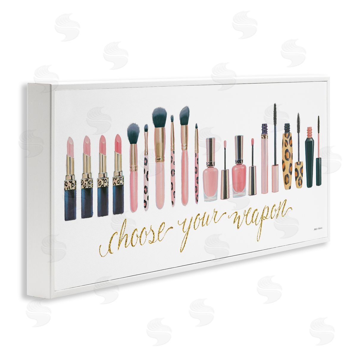 Choose Your Weapon Glam Makeup White Frame Print Wall Art, Home Decor by Marco Fabiano