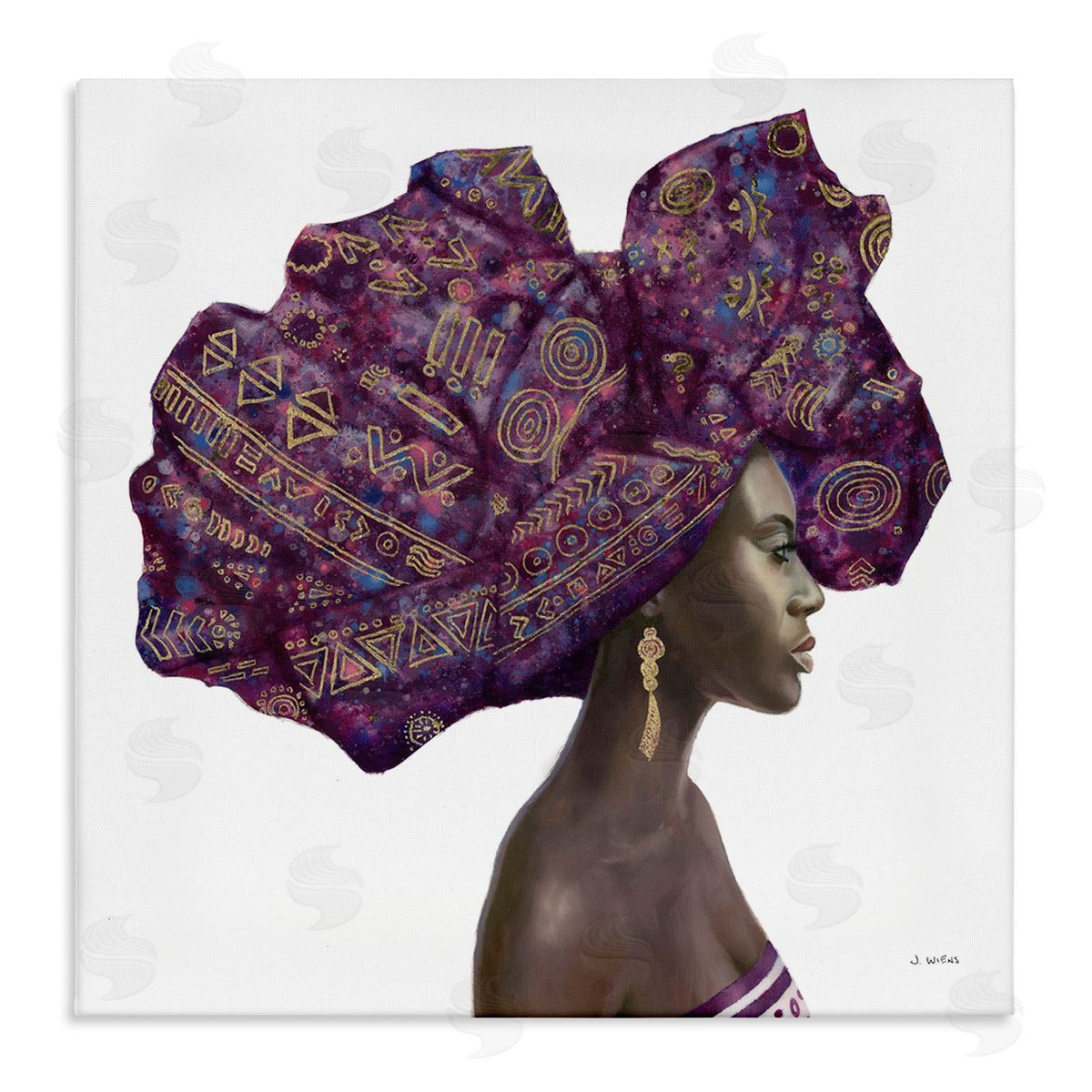 Strong Female Portrait Headwrap Culture Canvas Wall Art, Home Decor by James Wiens
