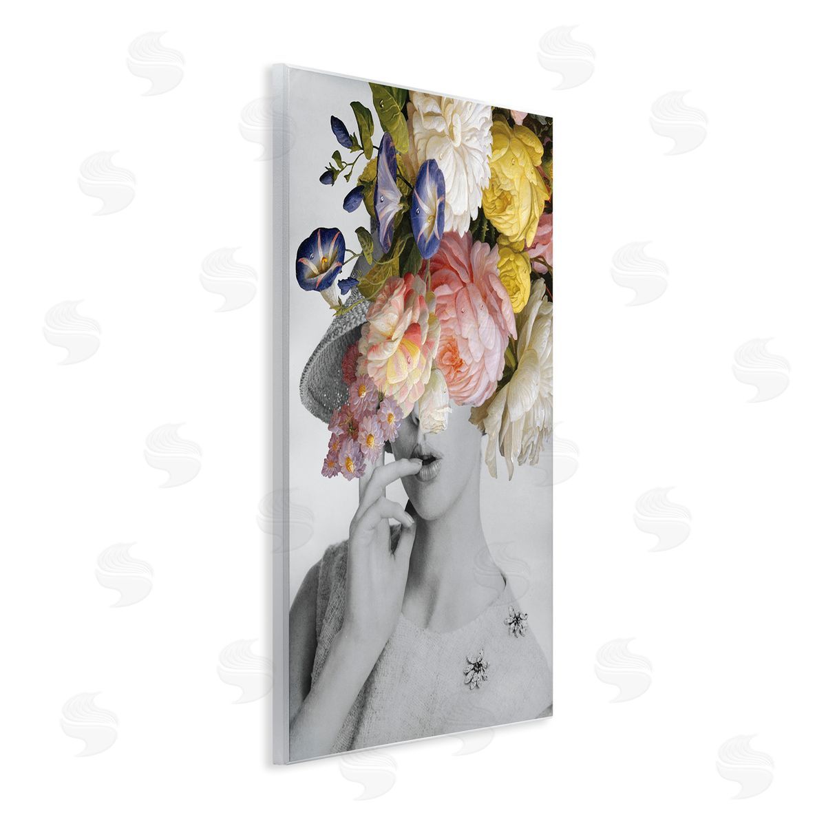 Vintage Female Floral Portrait Wood Plaque Wall Art, Home Decor by Wild Apple Portfolio