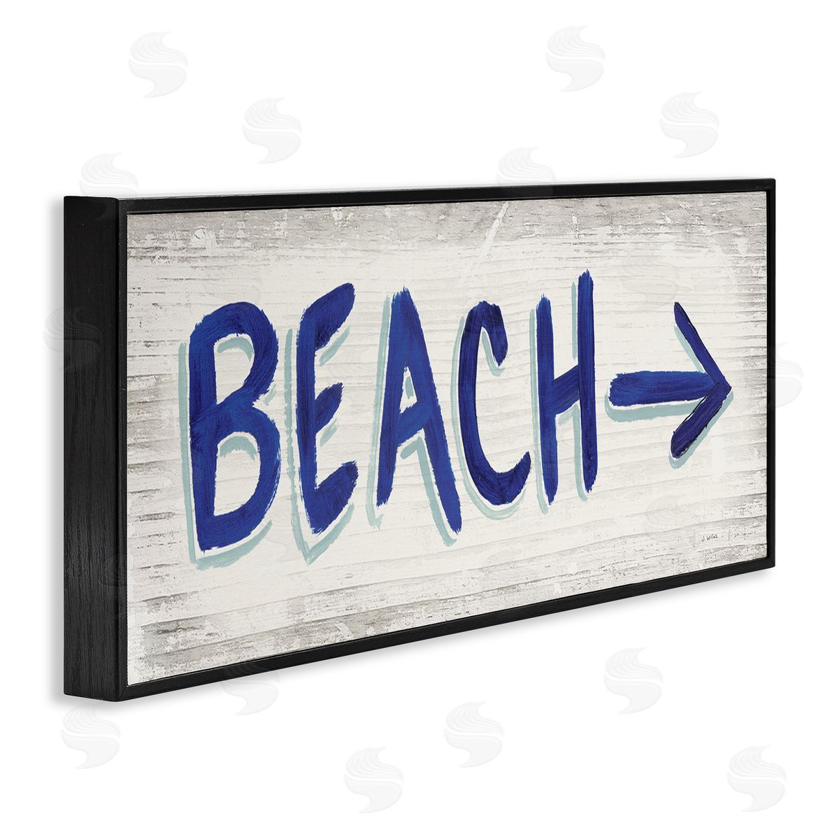 Beach with Right Arrow Sign Black Frame Print Wall Art, Home Decor by James Wiens