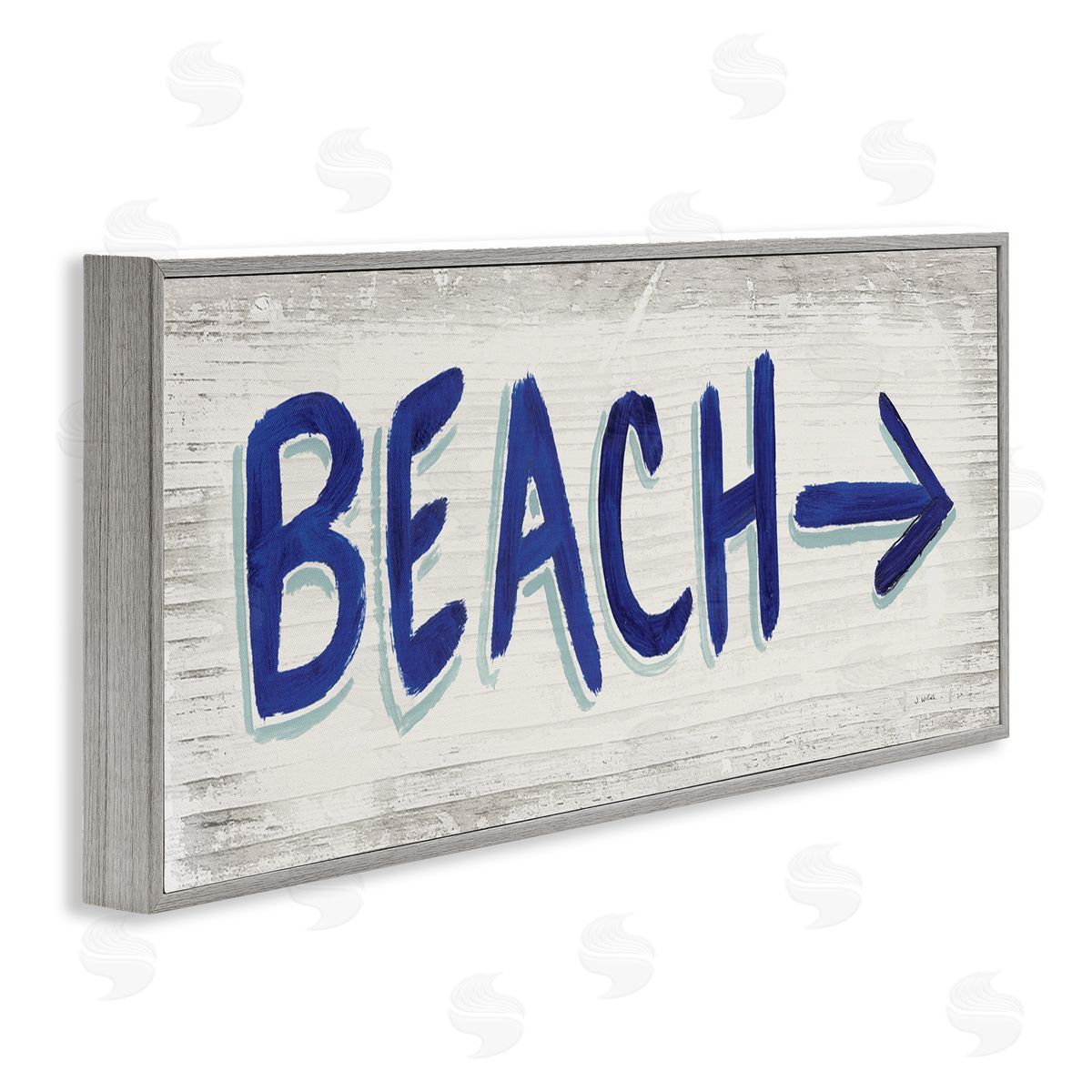 Beach with Right Arrow Sign Grey Frame Print Wall Art, Home Decor by James Wiens