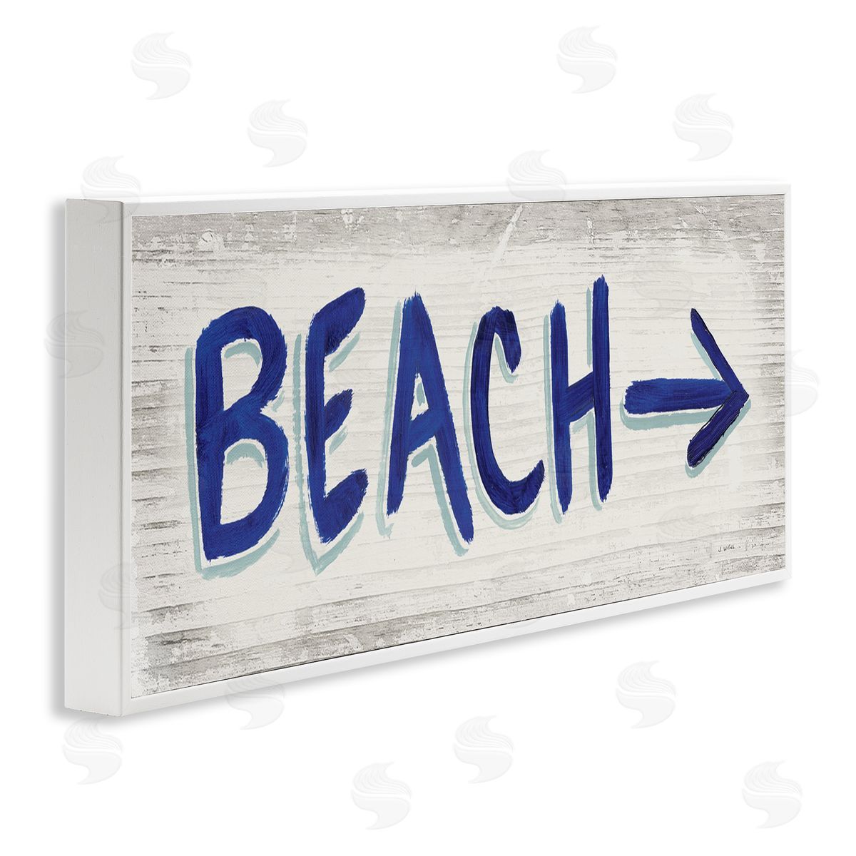 Beach with Right Arrow Sign White Frame Print Wall Art, Home Decor by James Wiens